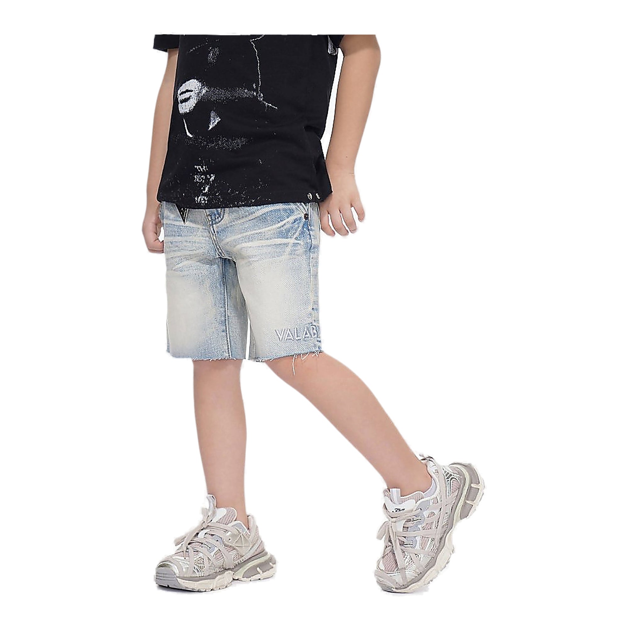 Valabasas Raw Youth Shorts - Raw Hem Light Wash