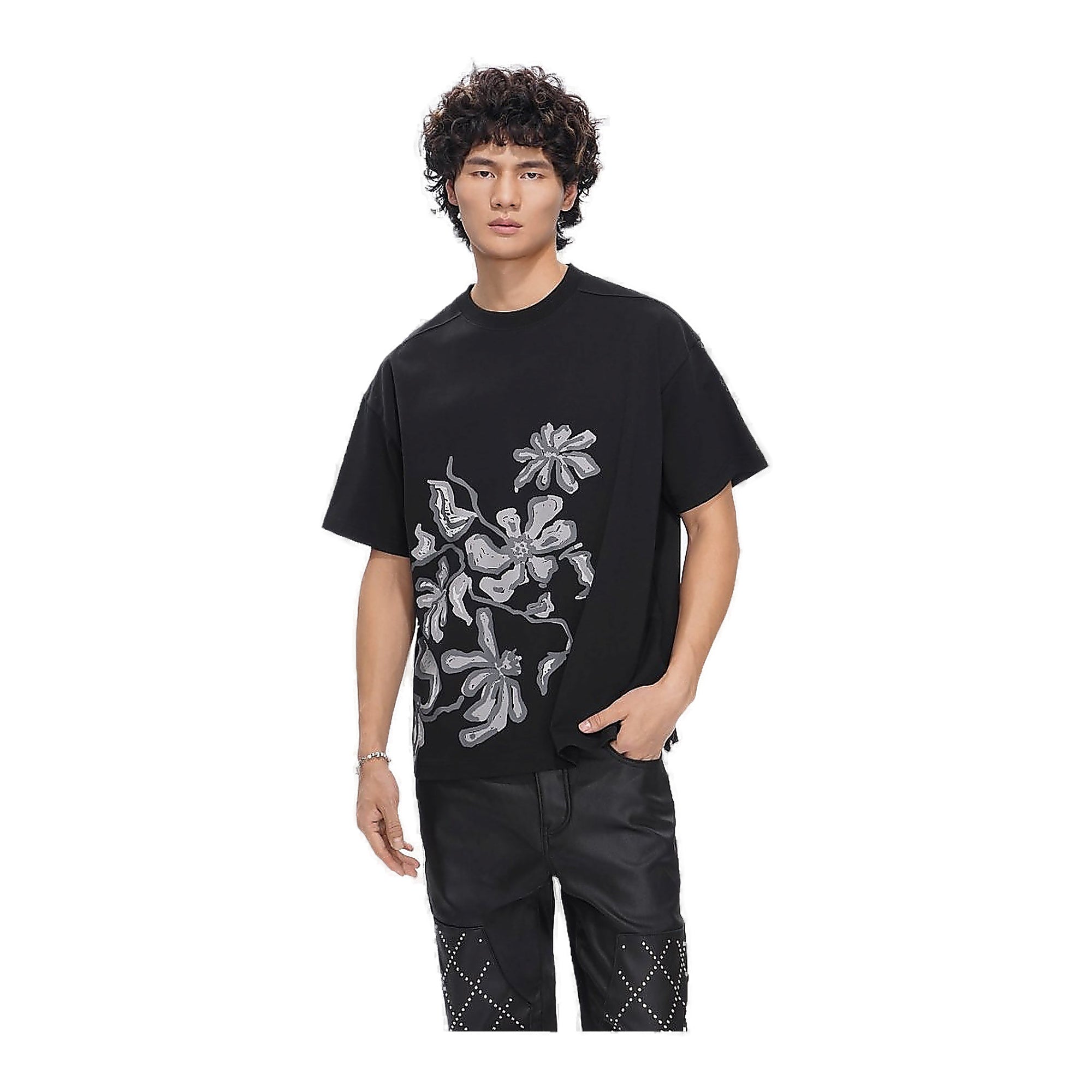 Valabasas Floral Tee - Relaxed Fit Black