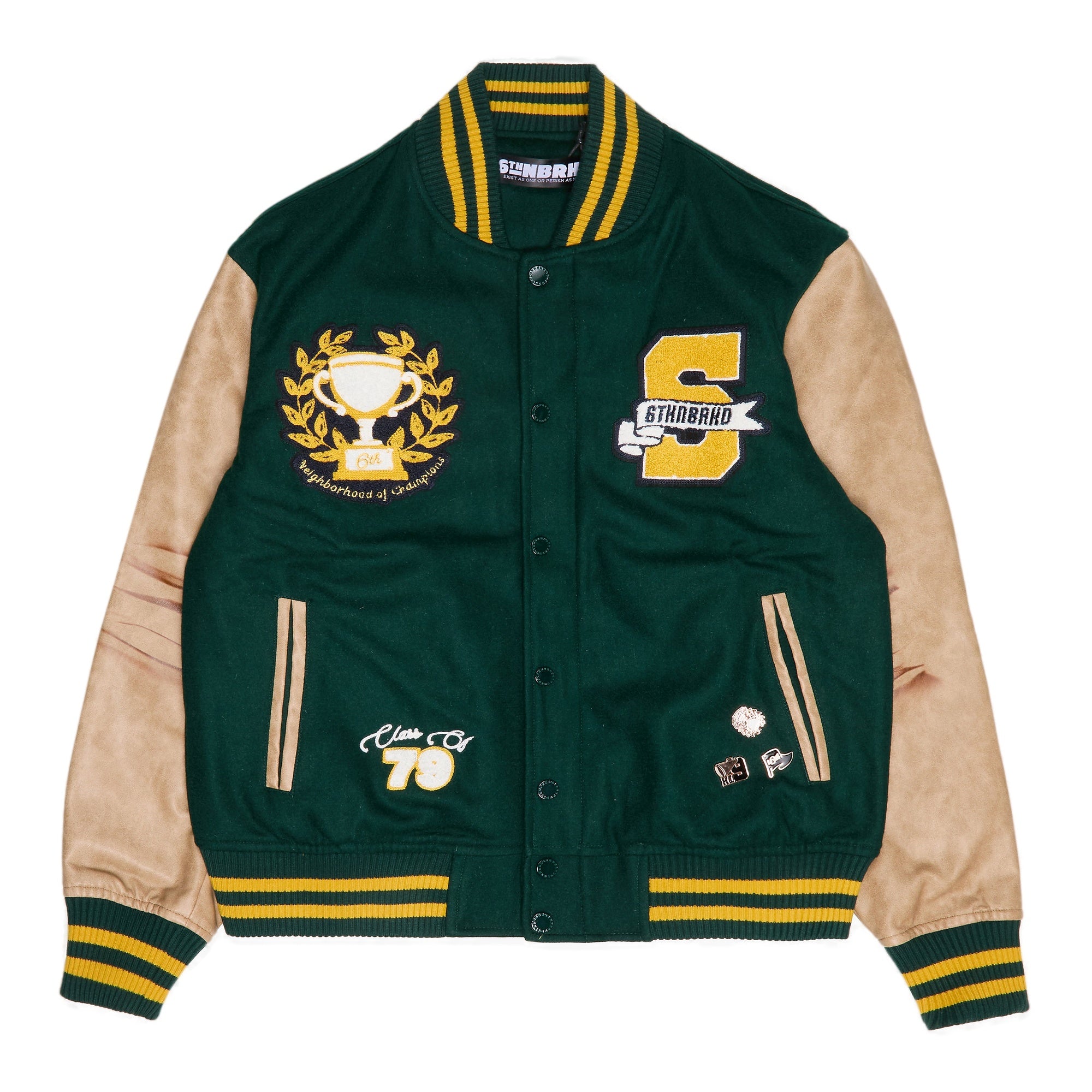 6Th Nbrhd Ivy Men's Varsity Jacket - Green