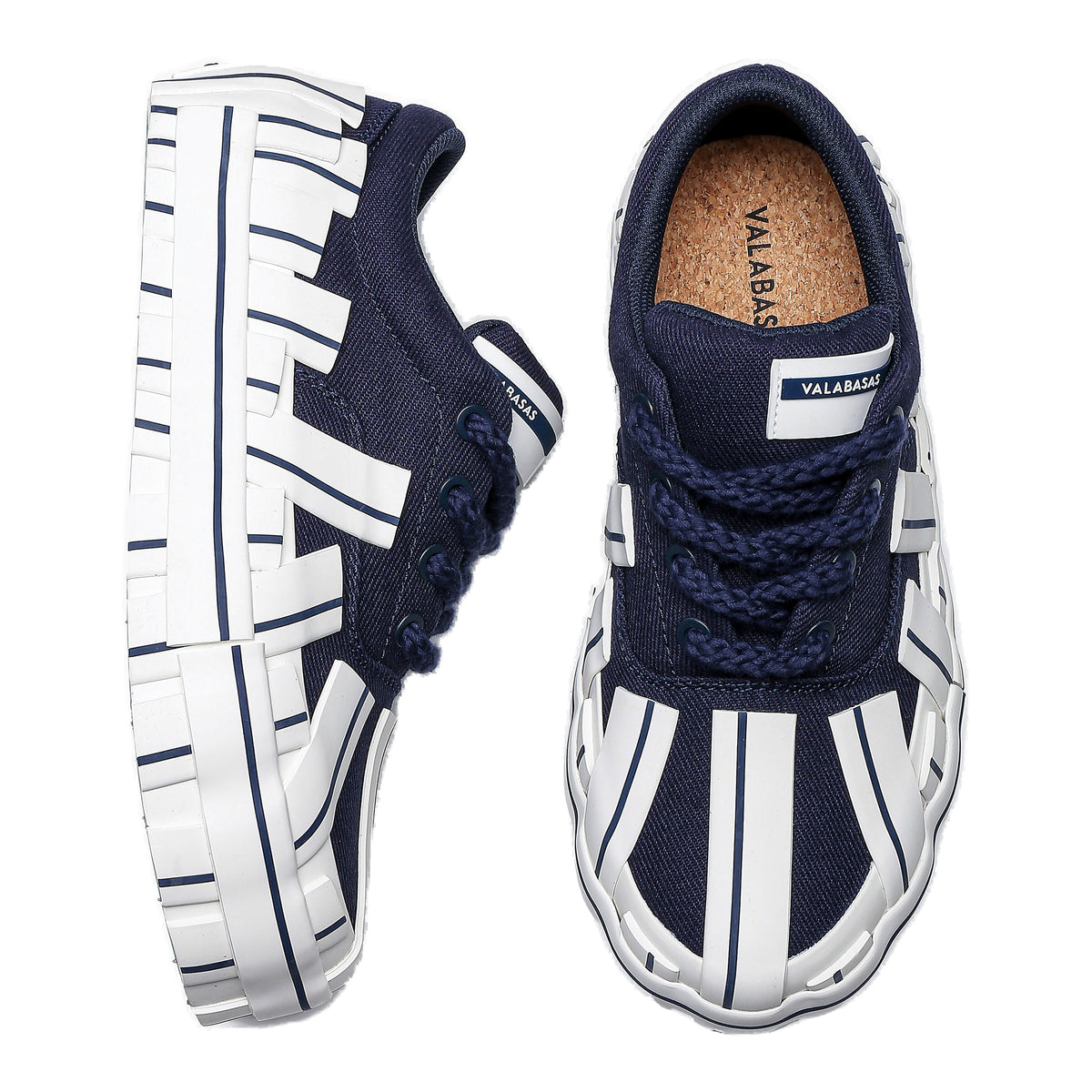 Valabasas Wrapped Sole Sneakers - Textured Navy / White