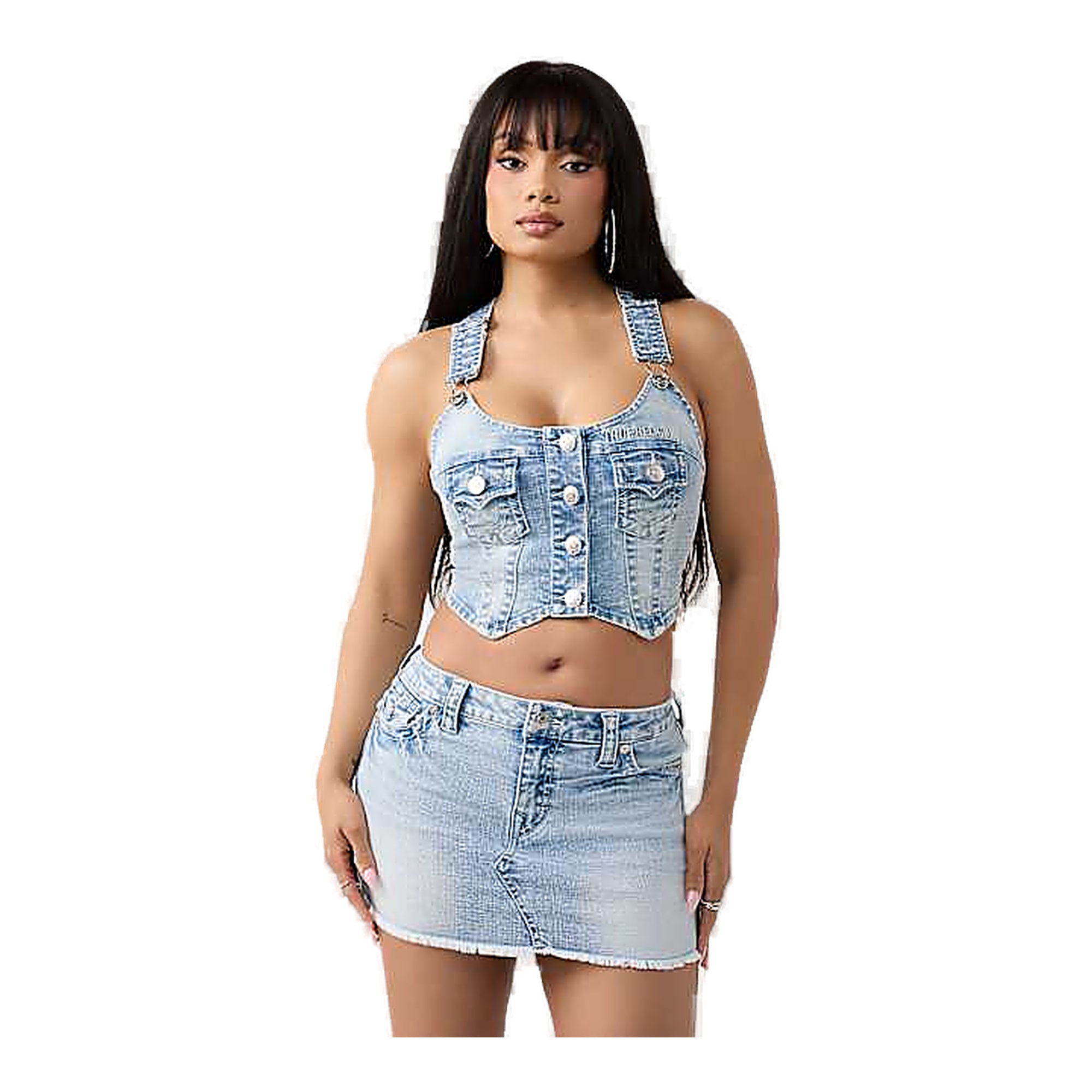 True Religion Button Overalls Women- Cropped