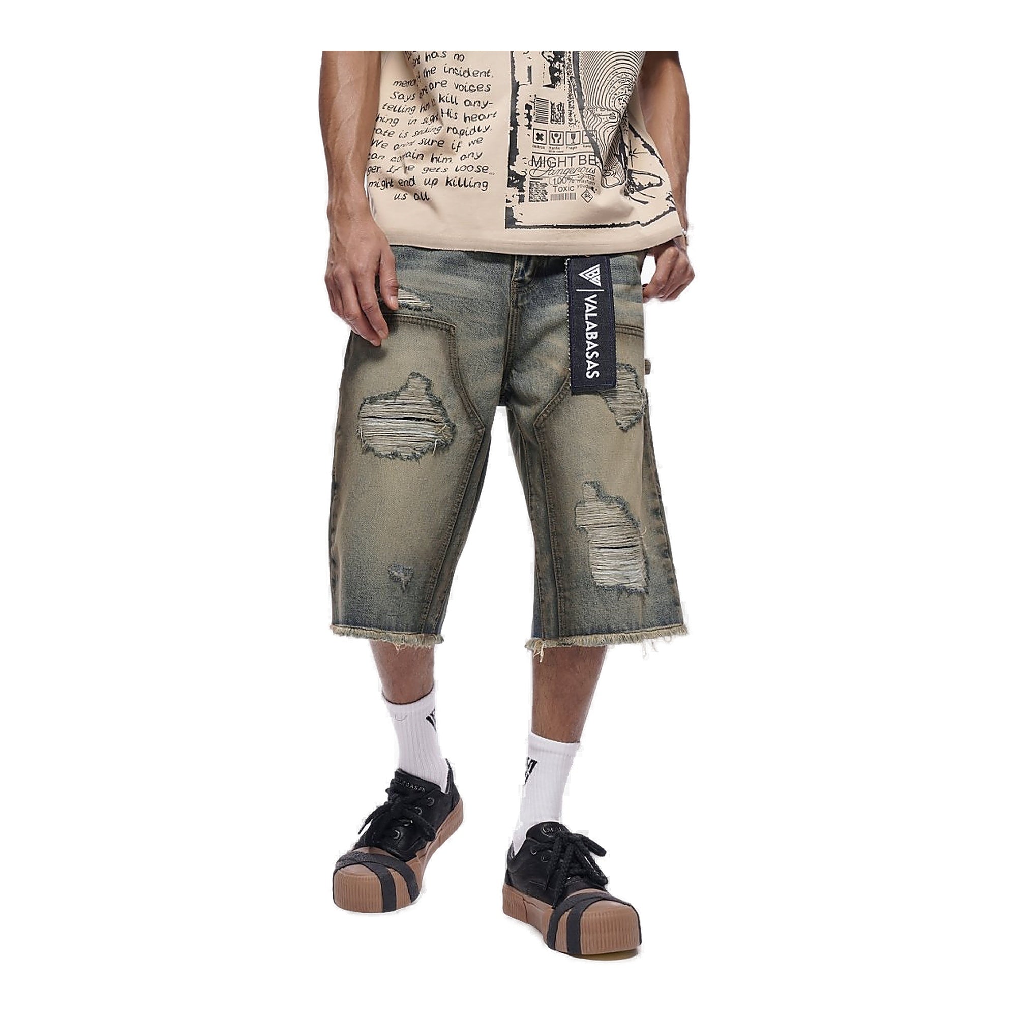 Valabasas Revolt Dirty Vintage Washed Jorts - Distressed Denim