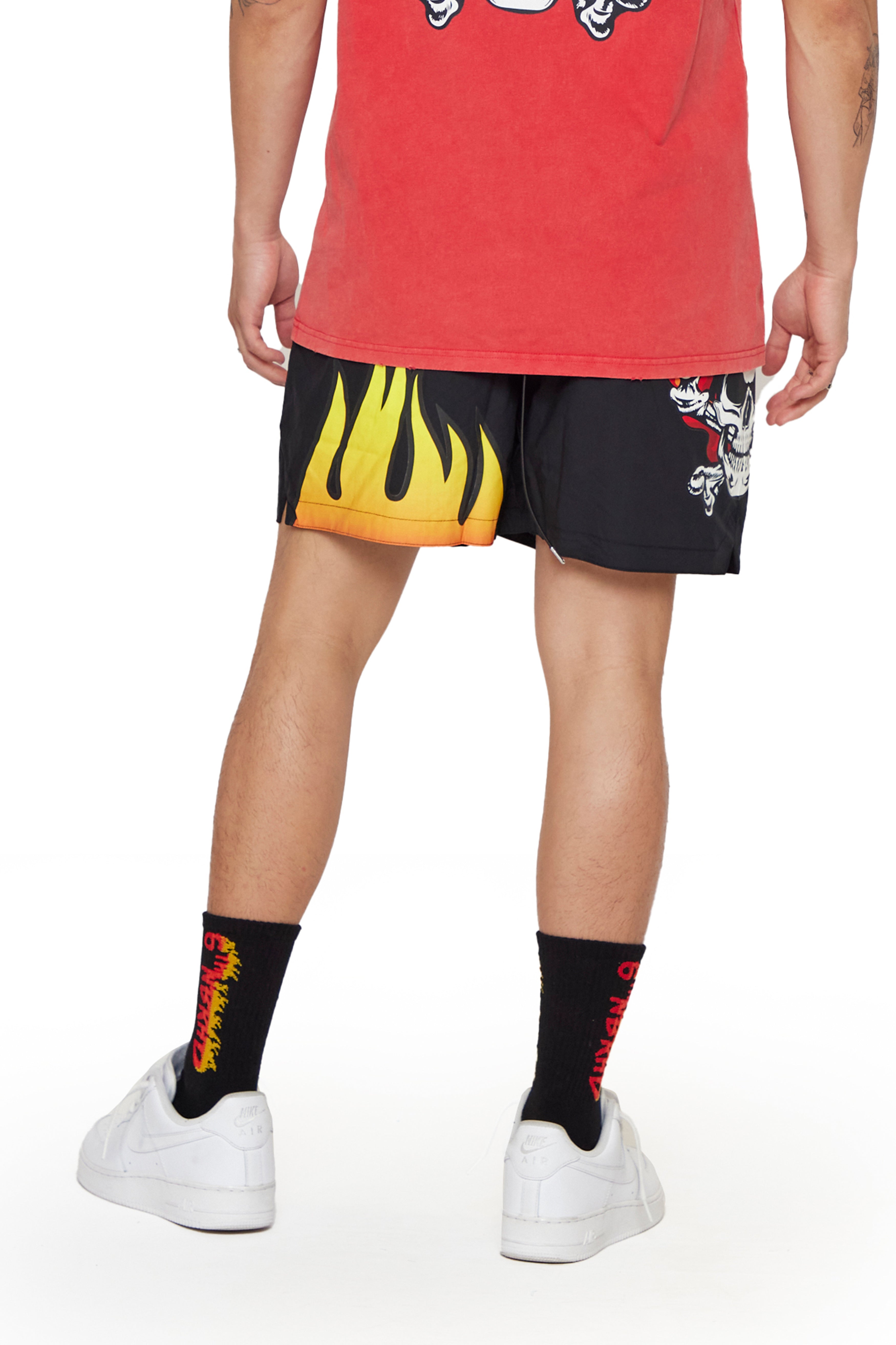 6Thneighborhood Skull Flame Shorts - Graphic