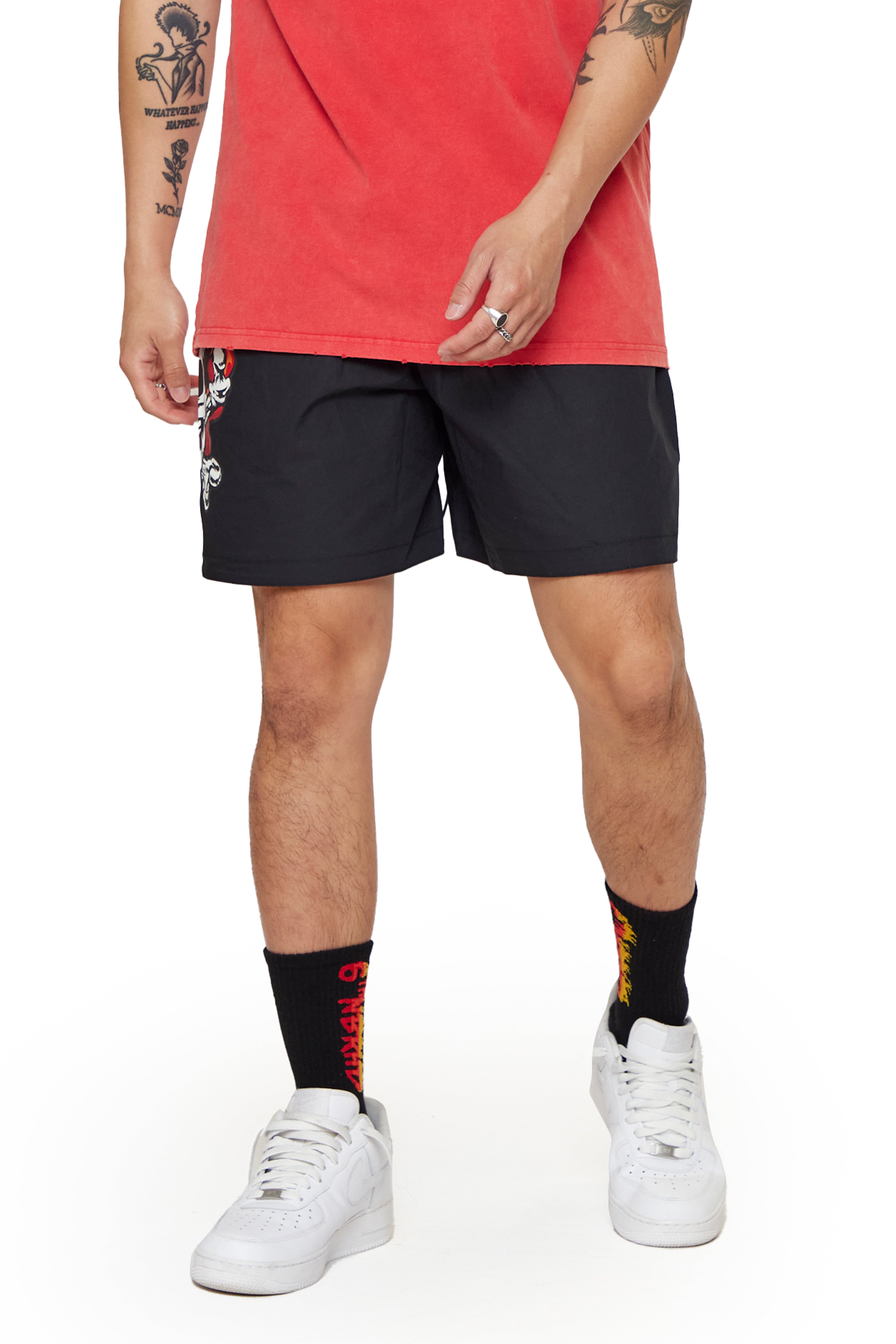 6Thneighborhood Skull Flame Shorts - Graphic
