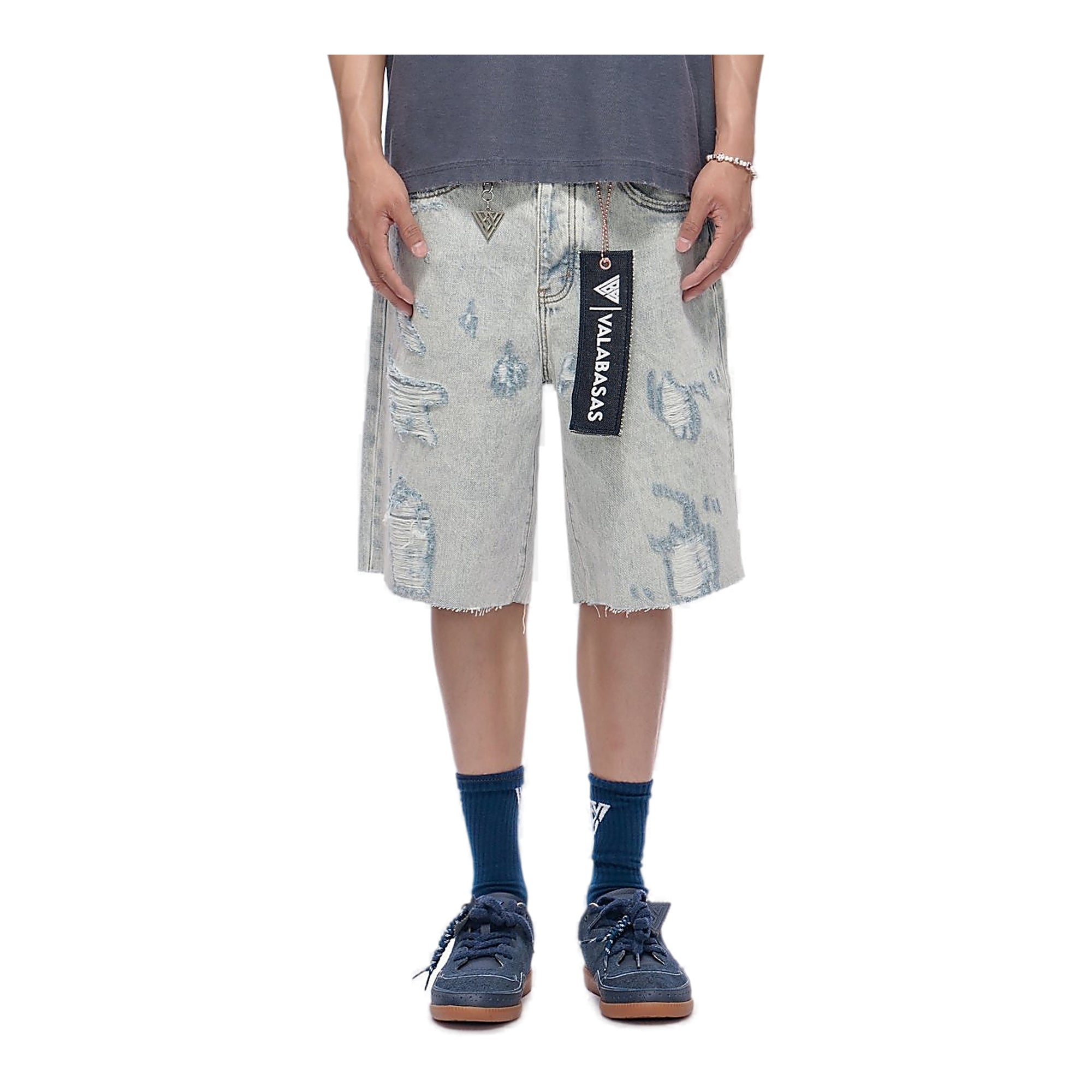 Valabasas Distressed Shorts - Light Wash