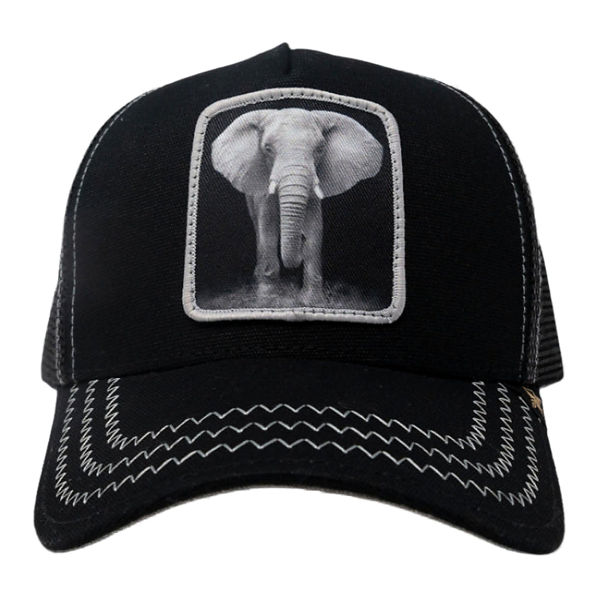 Gold Star Elephant Trucker Hat - Black
