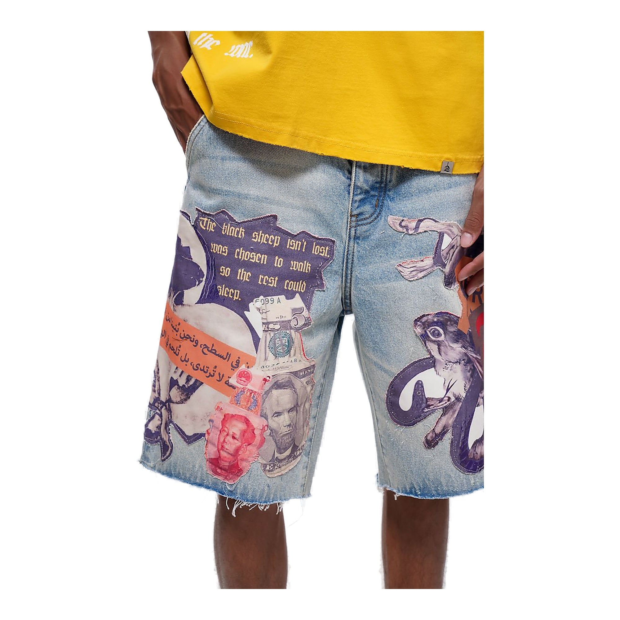 Trnchs Collage Shorts - Raw Hem