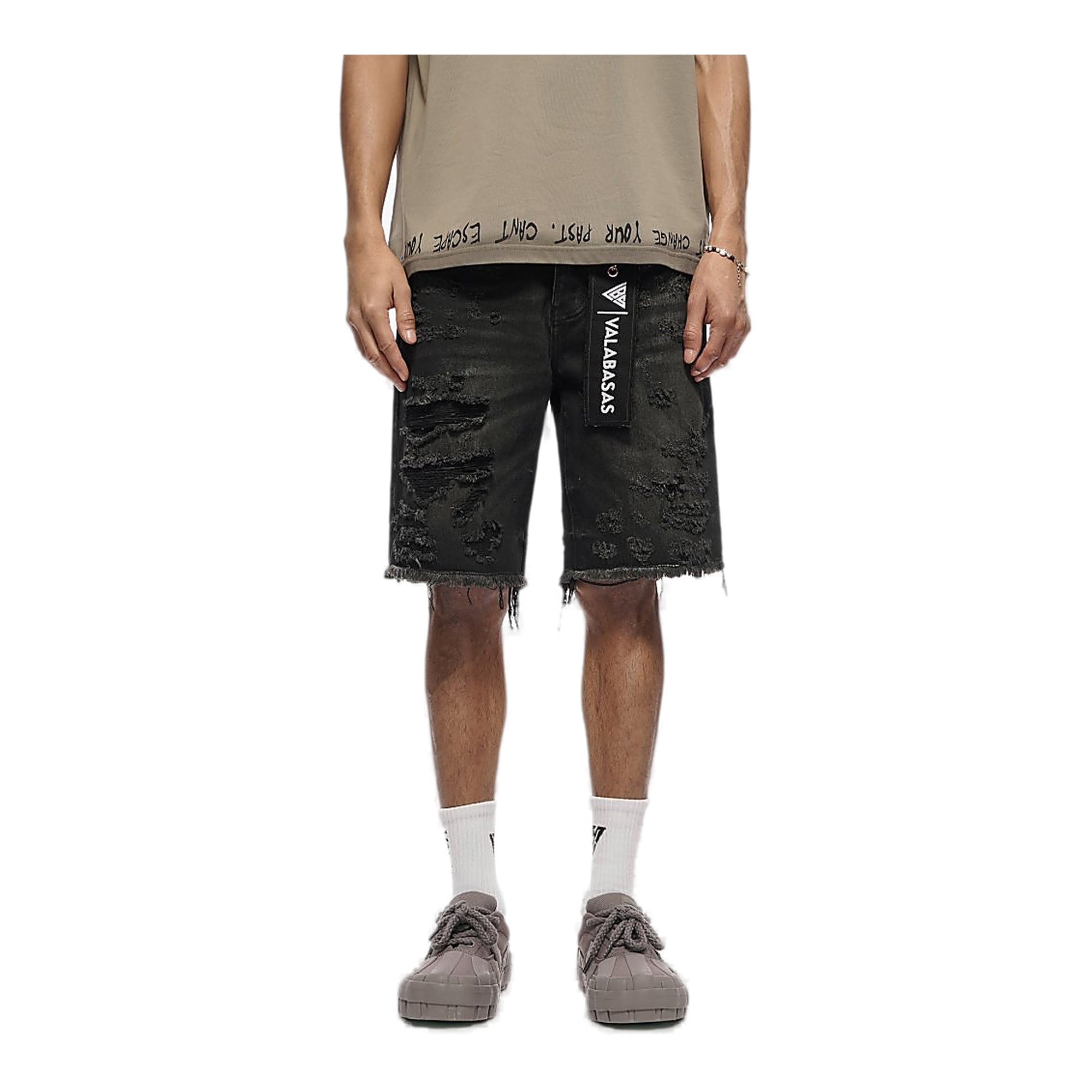Valabasas Frayed Shorts - Washed Denim