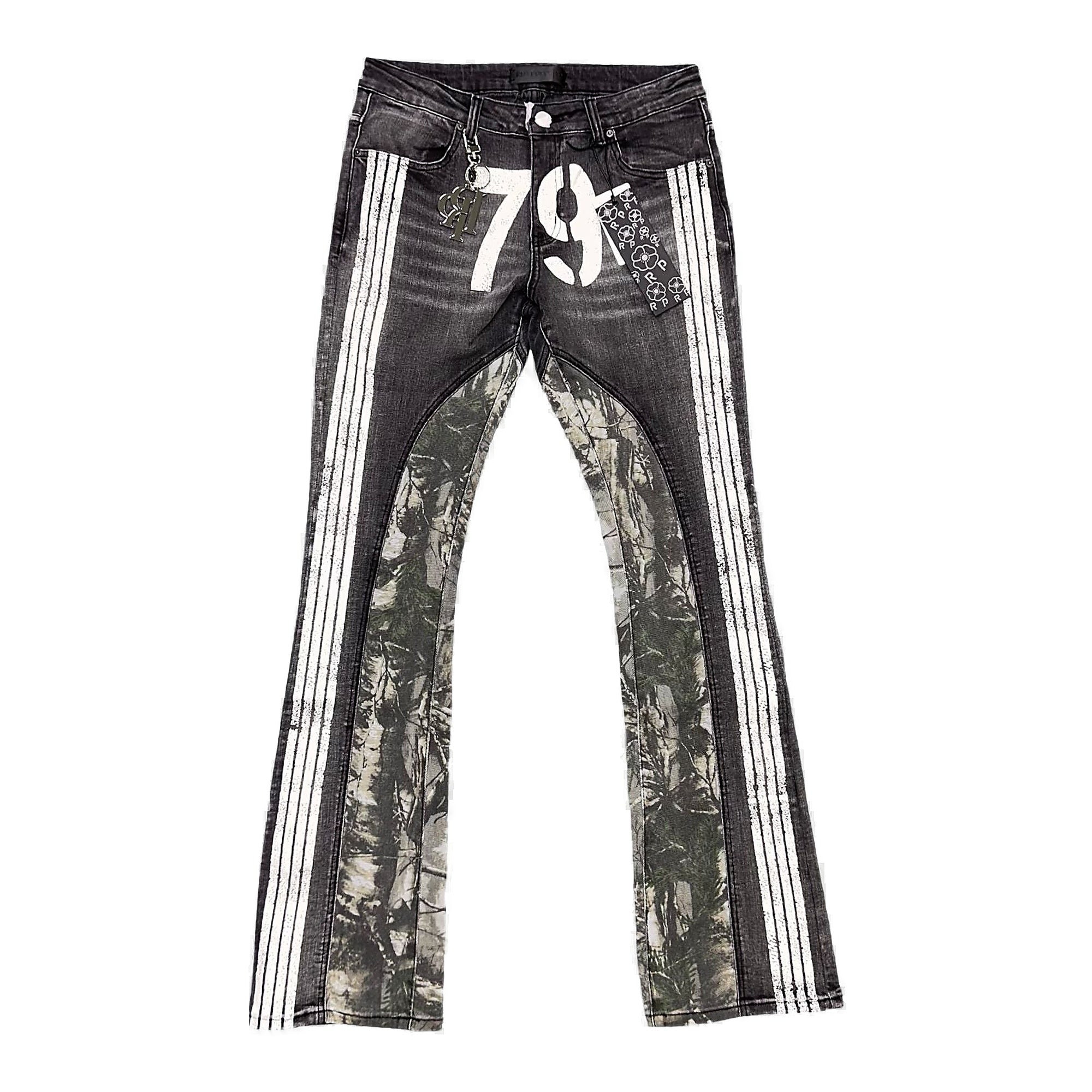 Red Poppy Stacked Flare Women's Jeans - Black