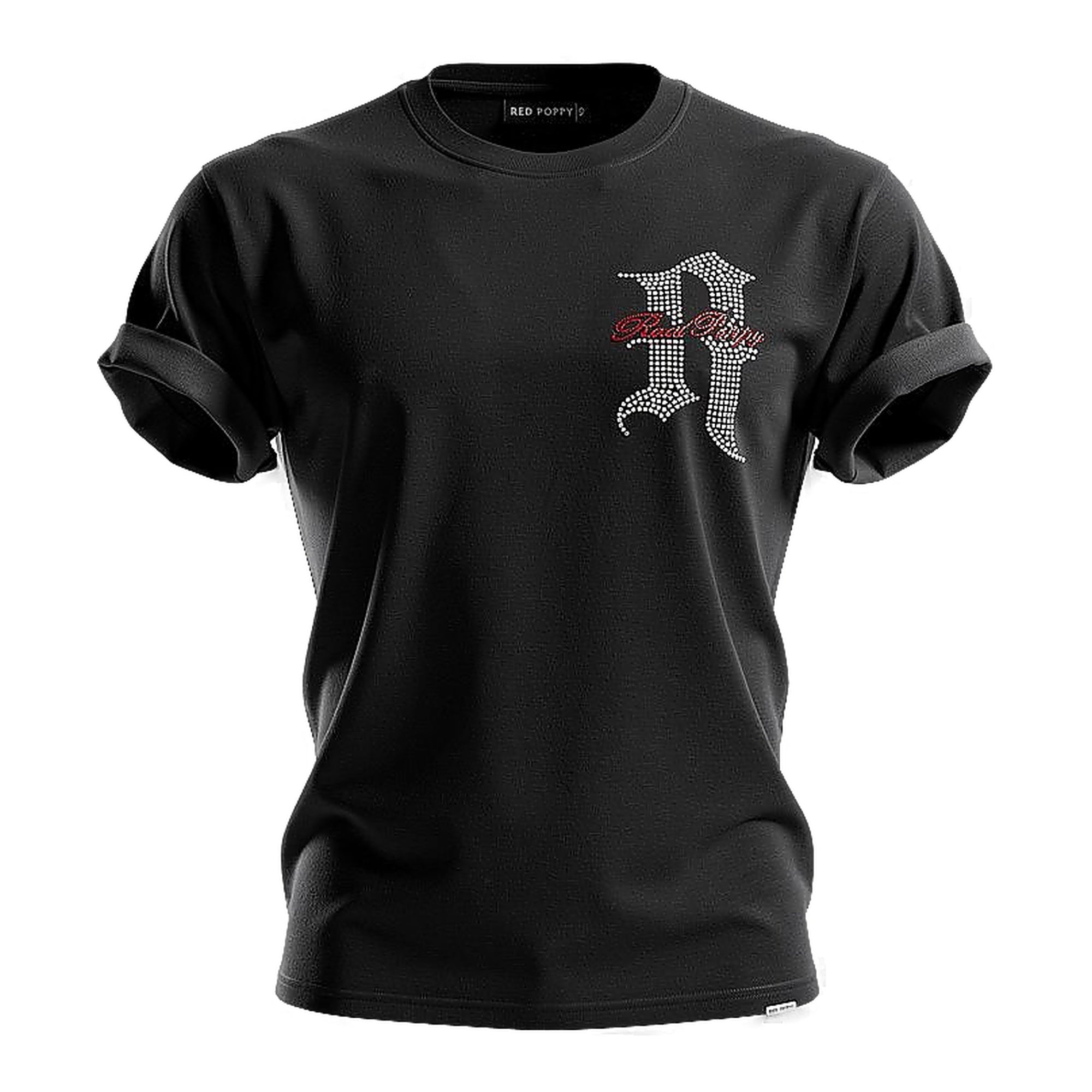 Red Poppy Men's Black T-Shirt