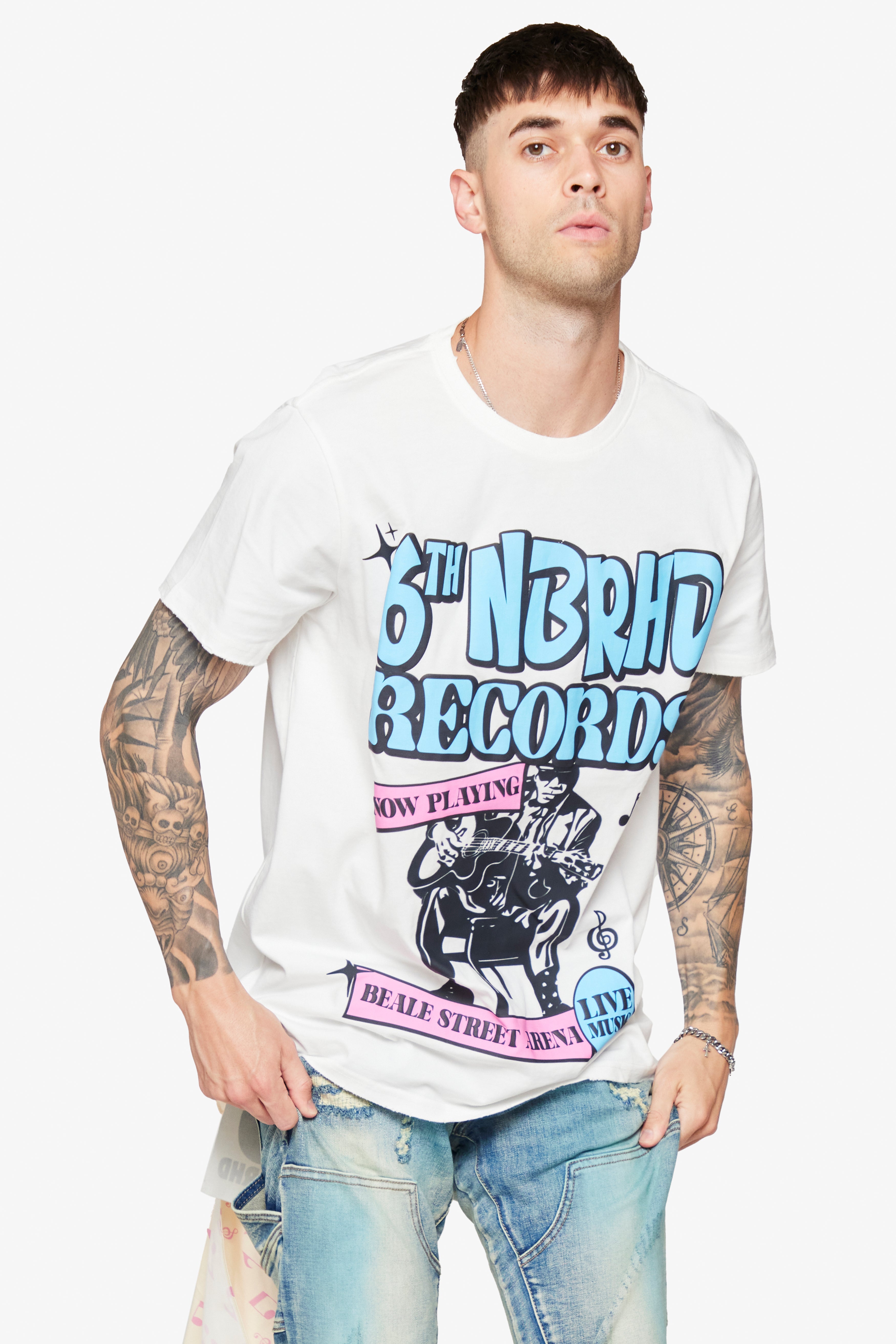 6Th Nbrhd Now Playing Men's T-Shirt - White