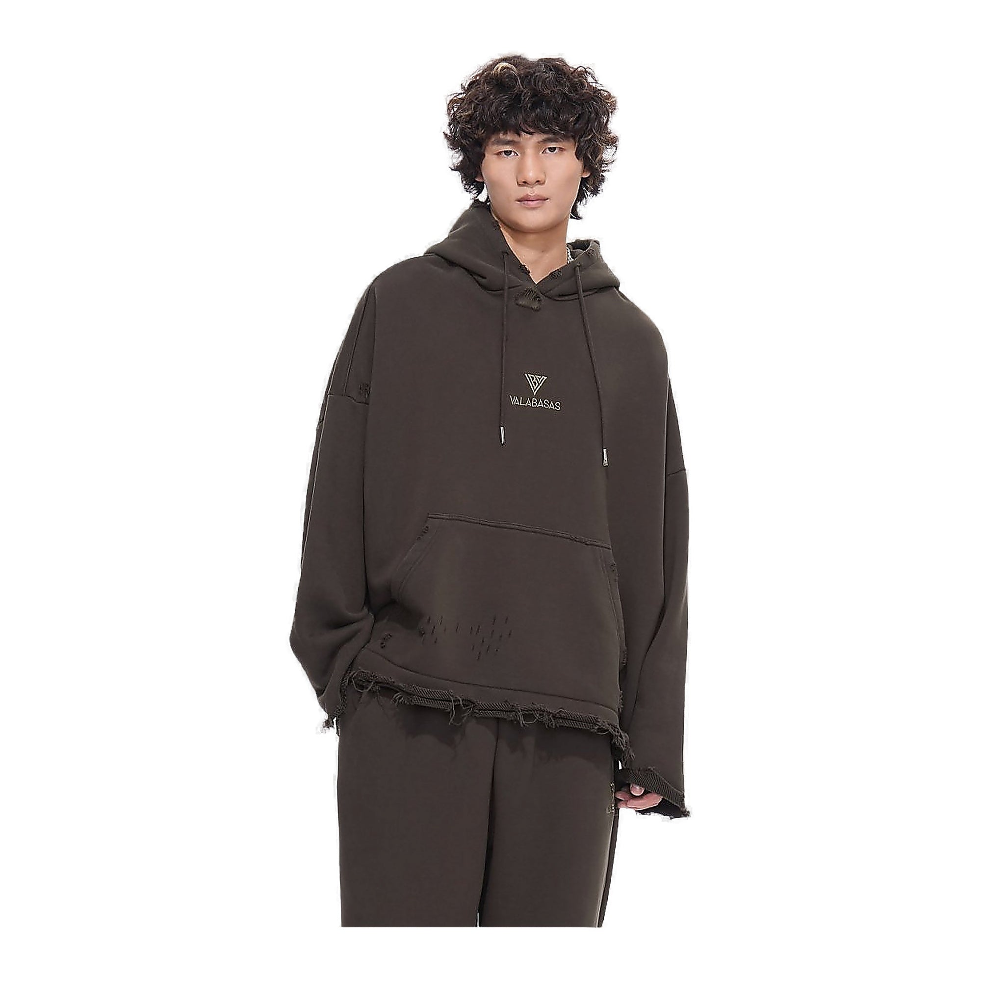 Valabasas Distressed Hoodie - Heavyweight Brown