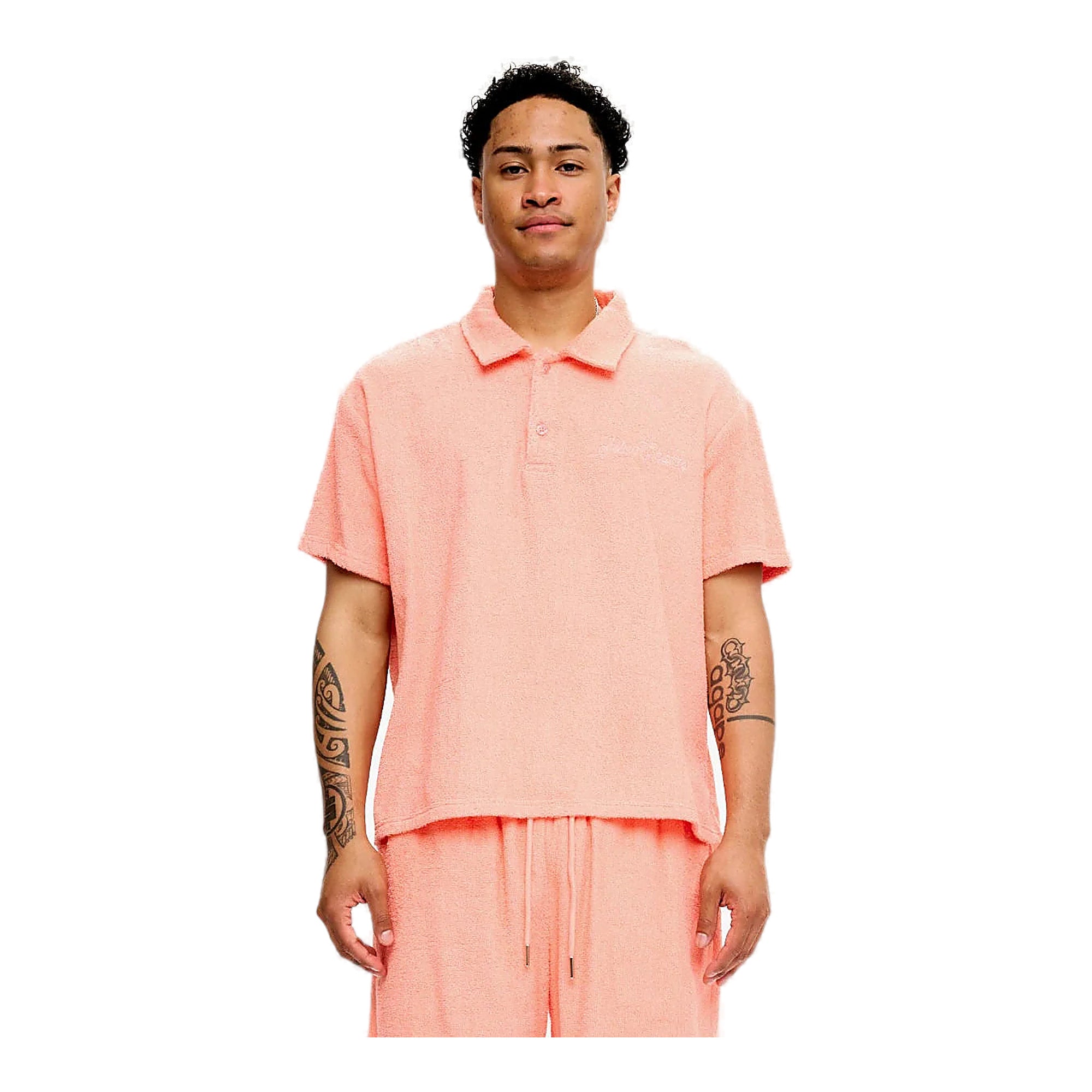 Silnt Chptrs Rose Collar Polo Shirt - Terry Texture