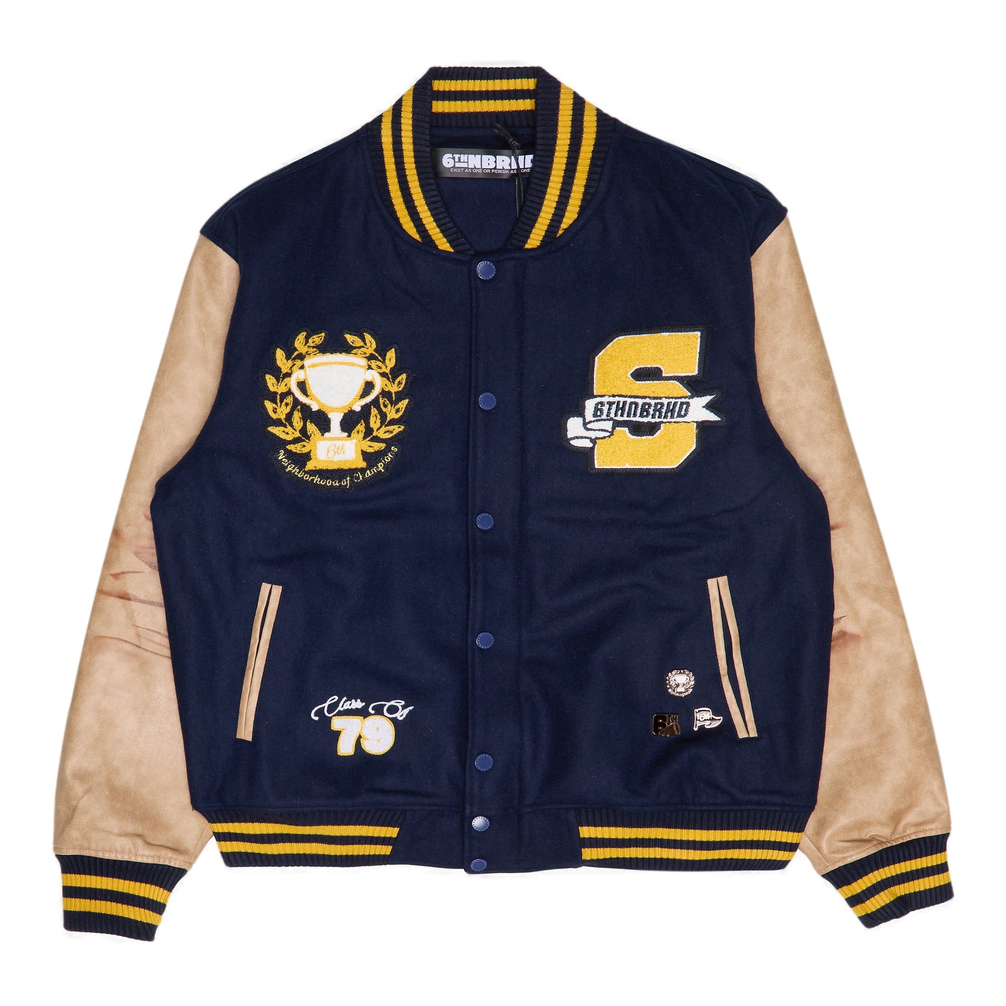 6Th Nbrhd Ivy Men's Varsity Jacket - Navy