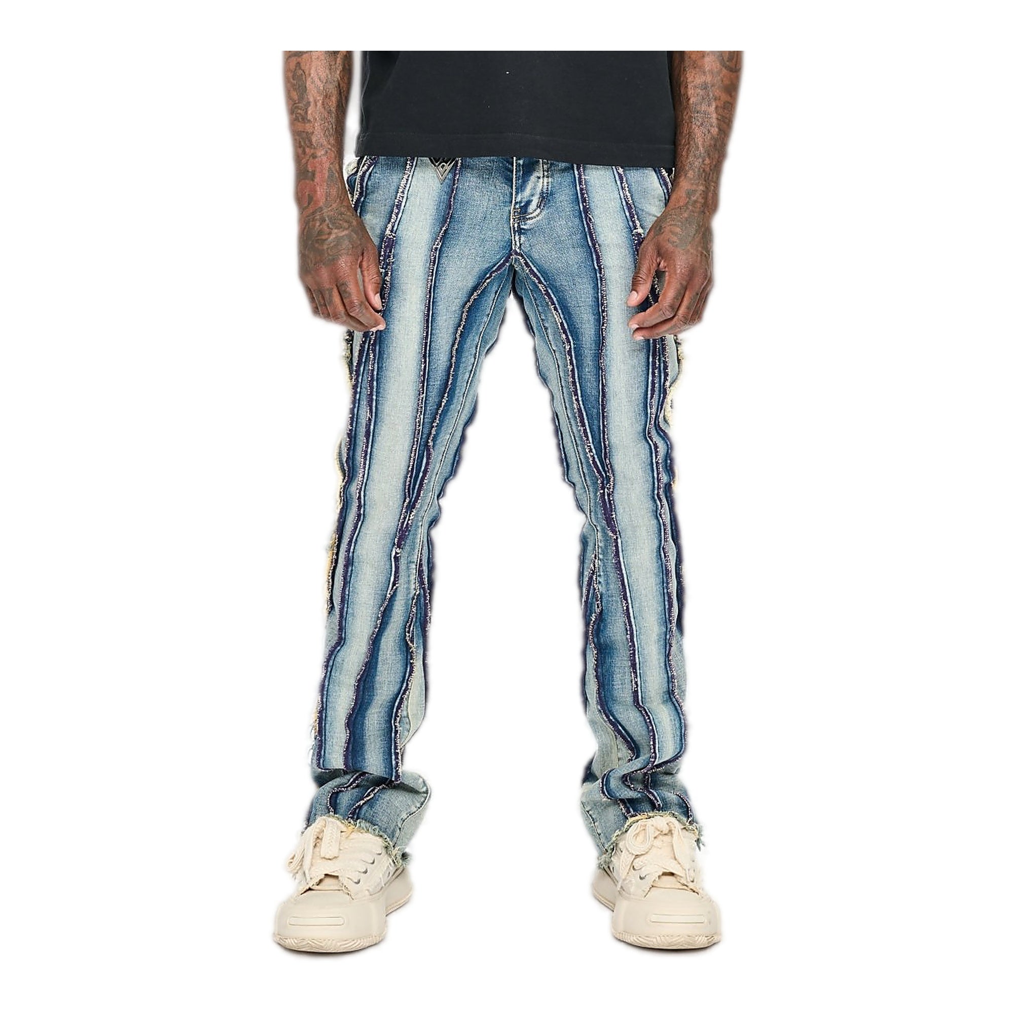 Valabasas Twisted Stacked Denim Men's Jeans - Blue