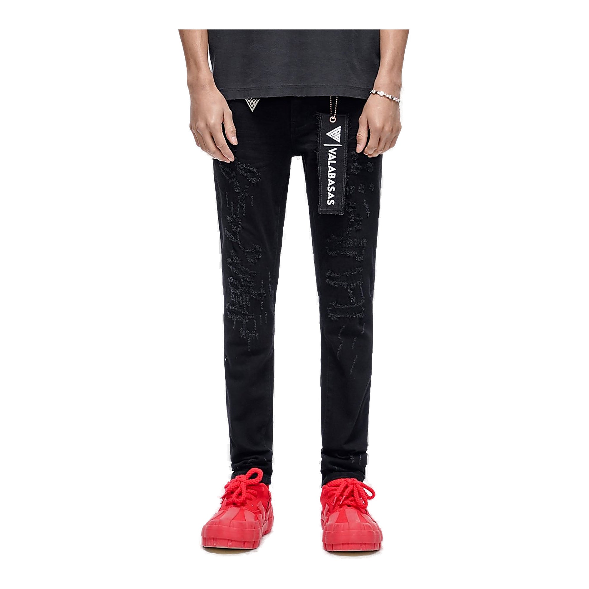 Valabasas Patch Skinny Jeans - Distressed Wash