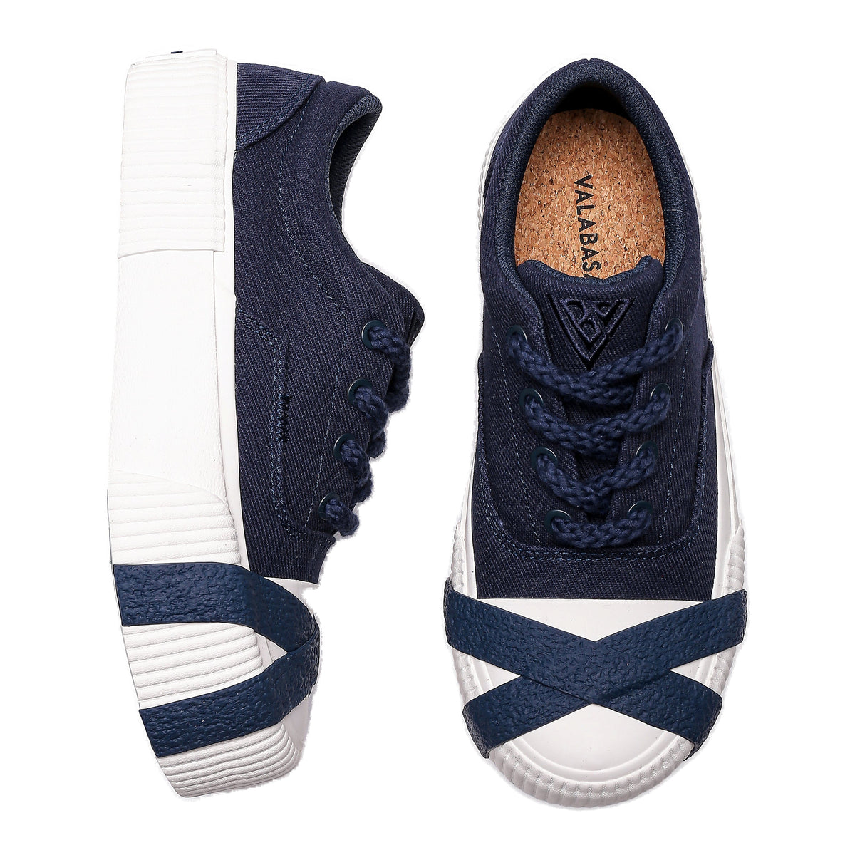 Valabasas Twisted Toe Sneakers - Platform Sole Navy / White