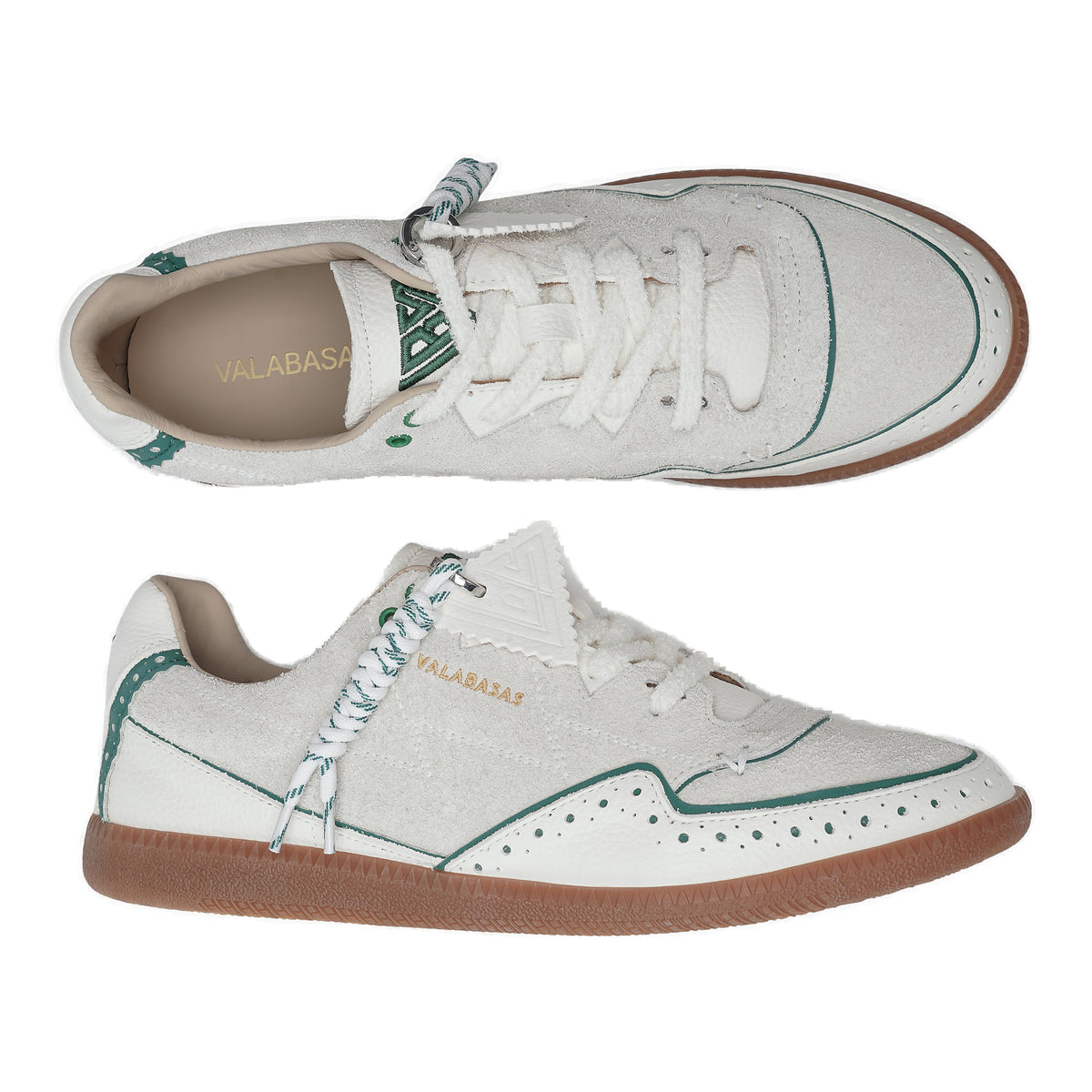 Valabasas Braided Sneakers - Perforated Creme/Green