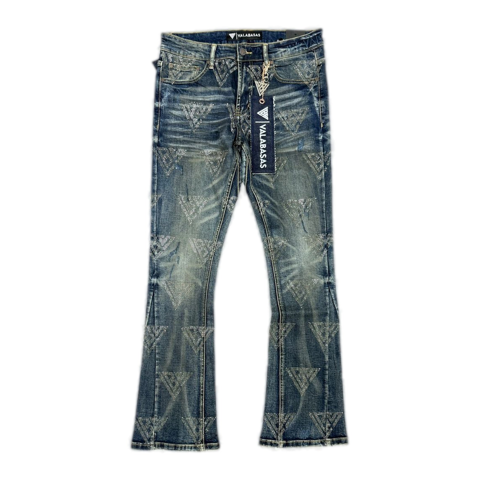 Valabasas Distressed Stacked Jeans with Patterns