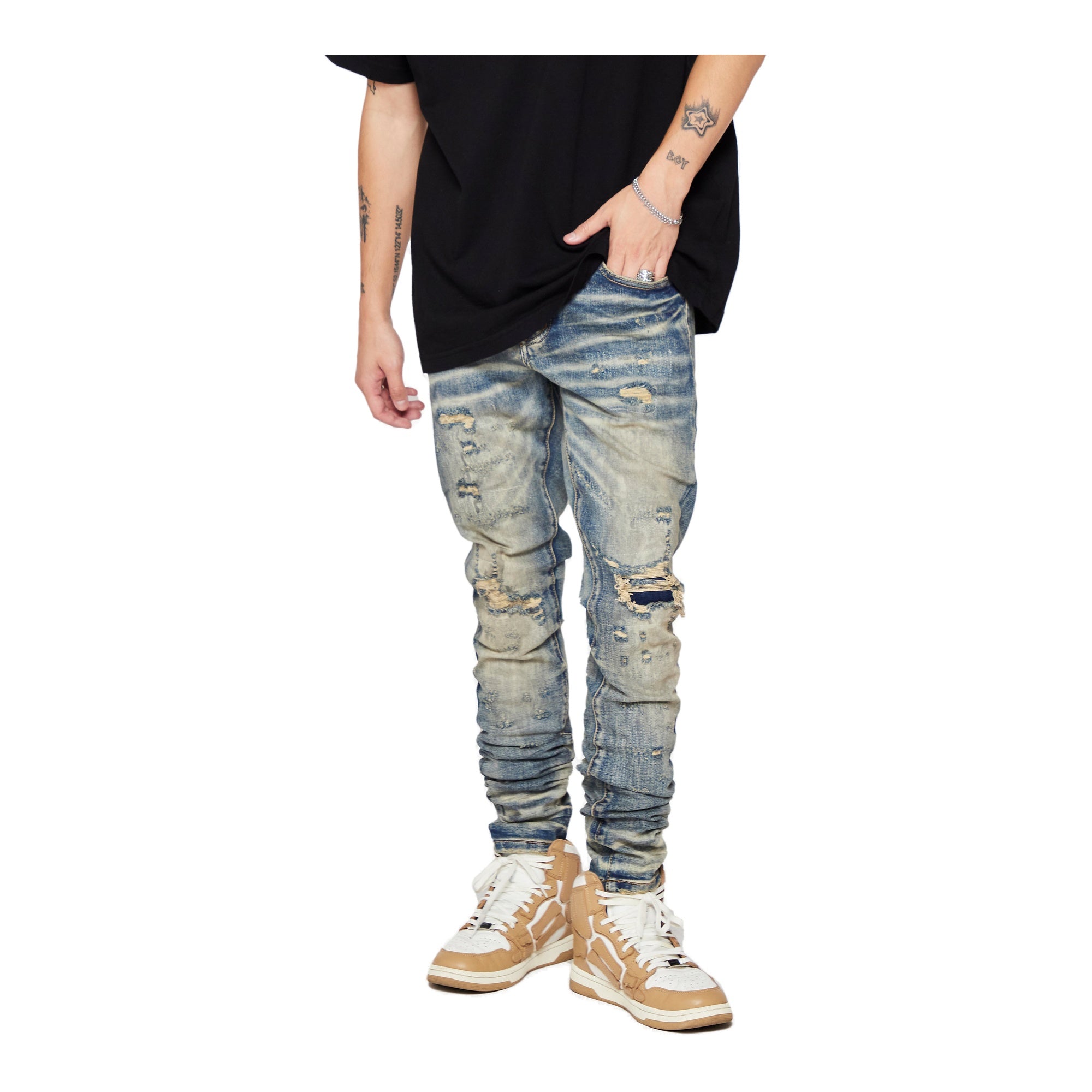 6Th Nbrhd Dirt Road Men's Jeans - Distressed Wash