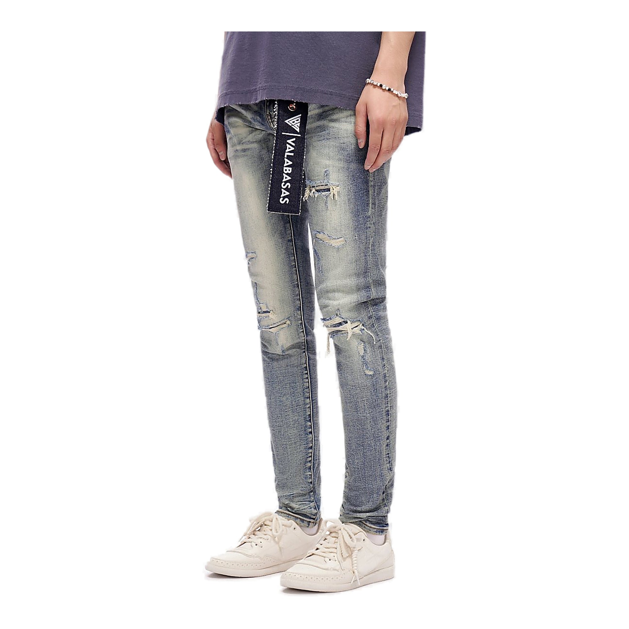 Valabasas Scimitar Jeans - Distressed Dark Blue Wash