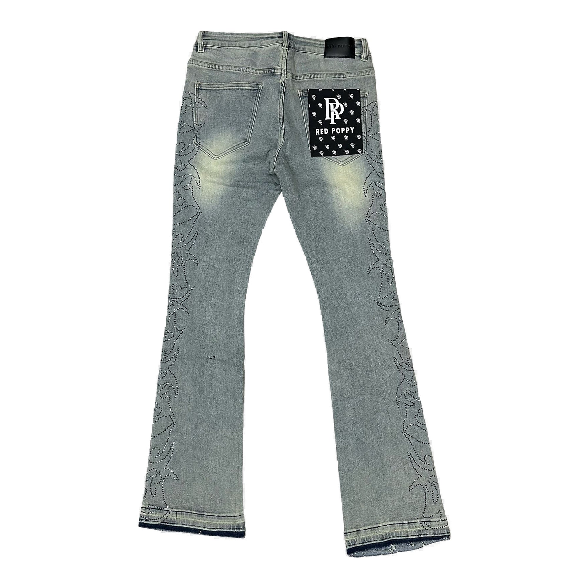 Red Poppy Stacked Flare Women's Jeans - Light Wash