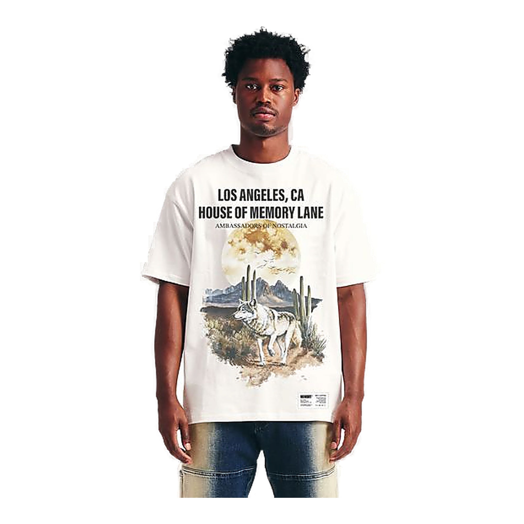 Memory Line Lone Wolf Tee Men's T-Shirt - White