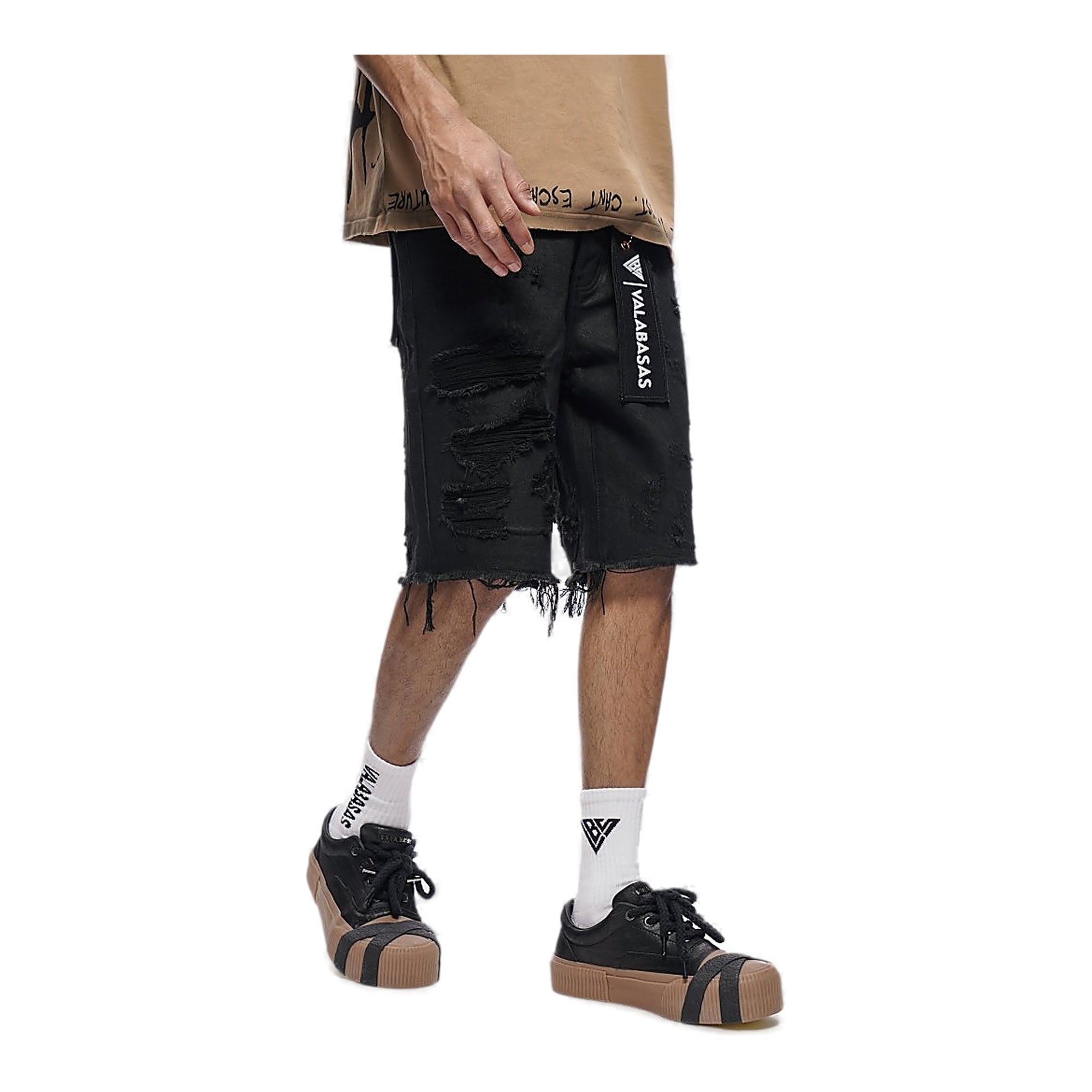 Valabasas Raw Hem Shorts - Waxed Denim
