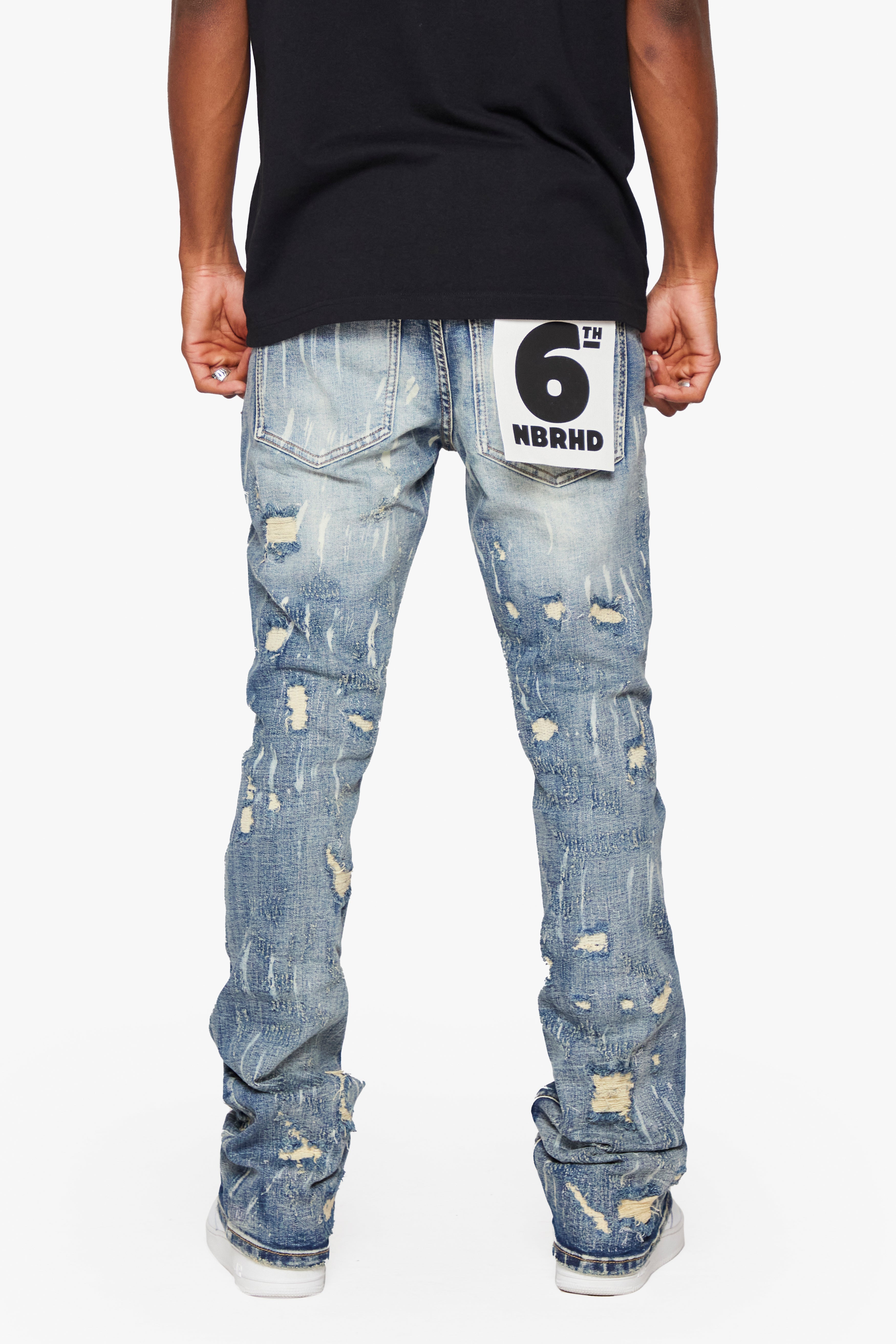 6Th Nbrhd River Valley Men's Jeans - Distressed Wash