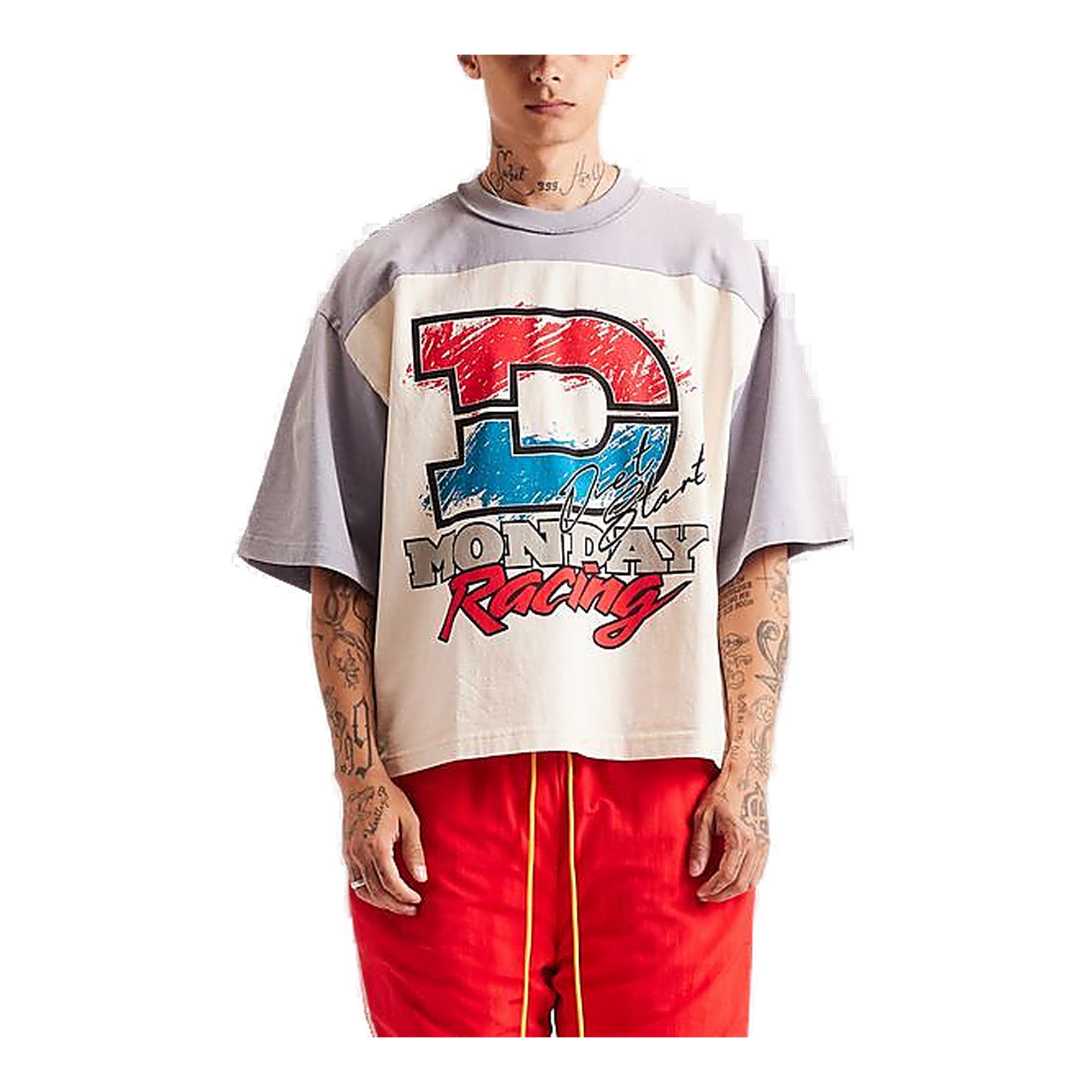 Diet Starts Racing Yoke Tee Men's T-Shirt - Gray