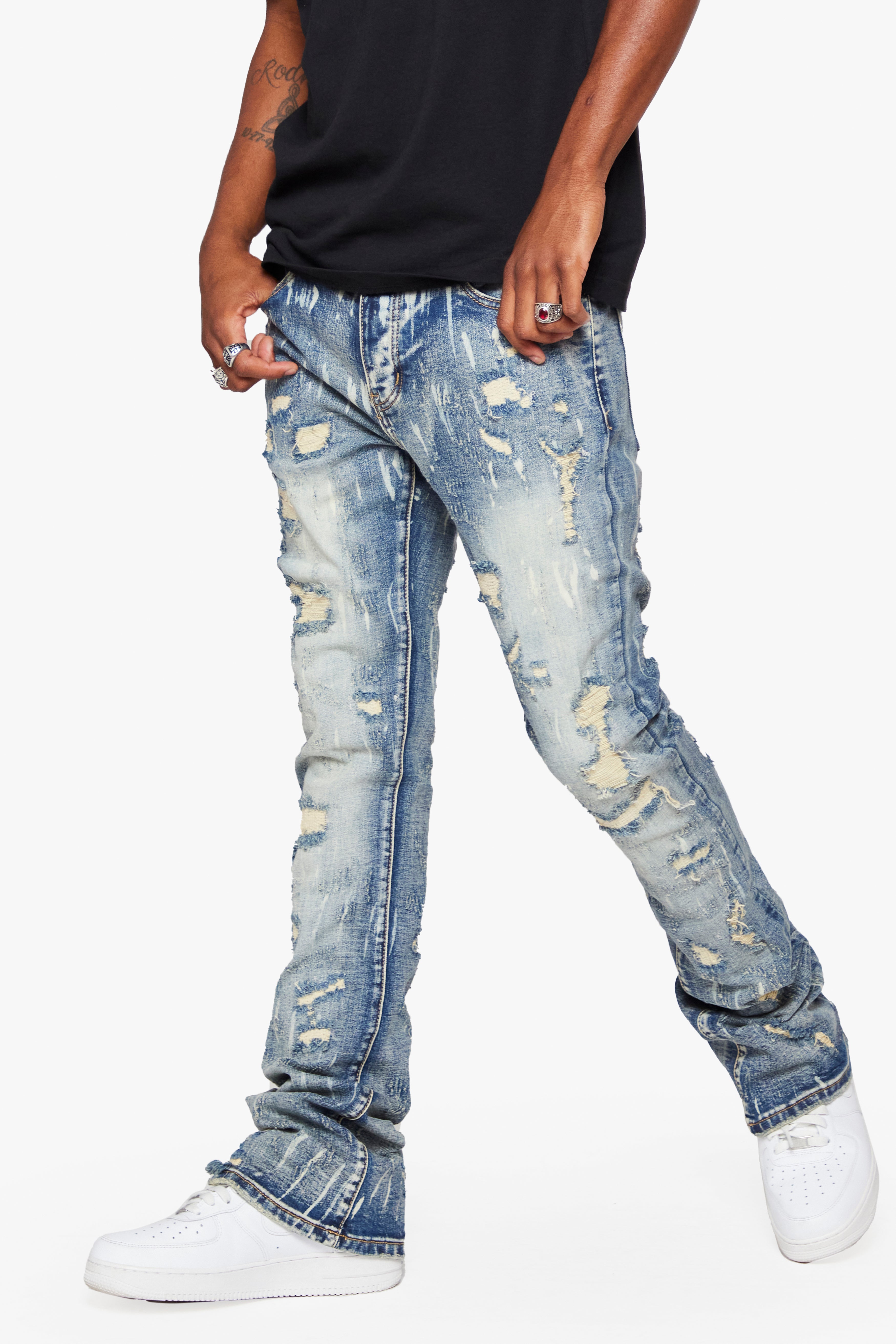 6Th Nbrhd River Valley Men's Jeans - Distressed Wash