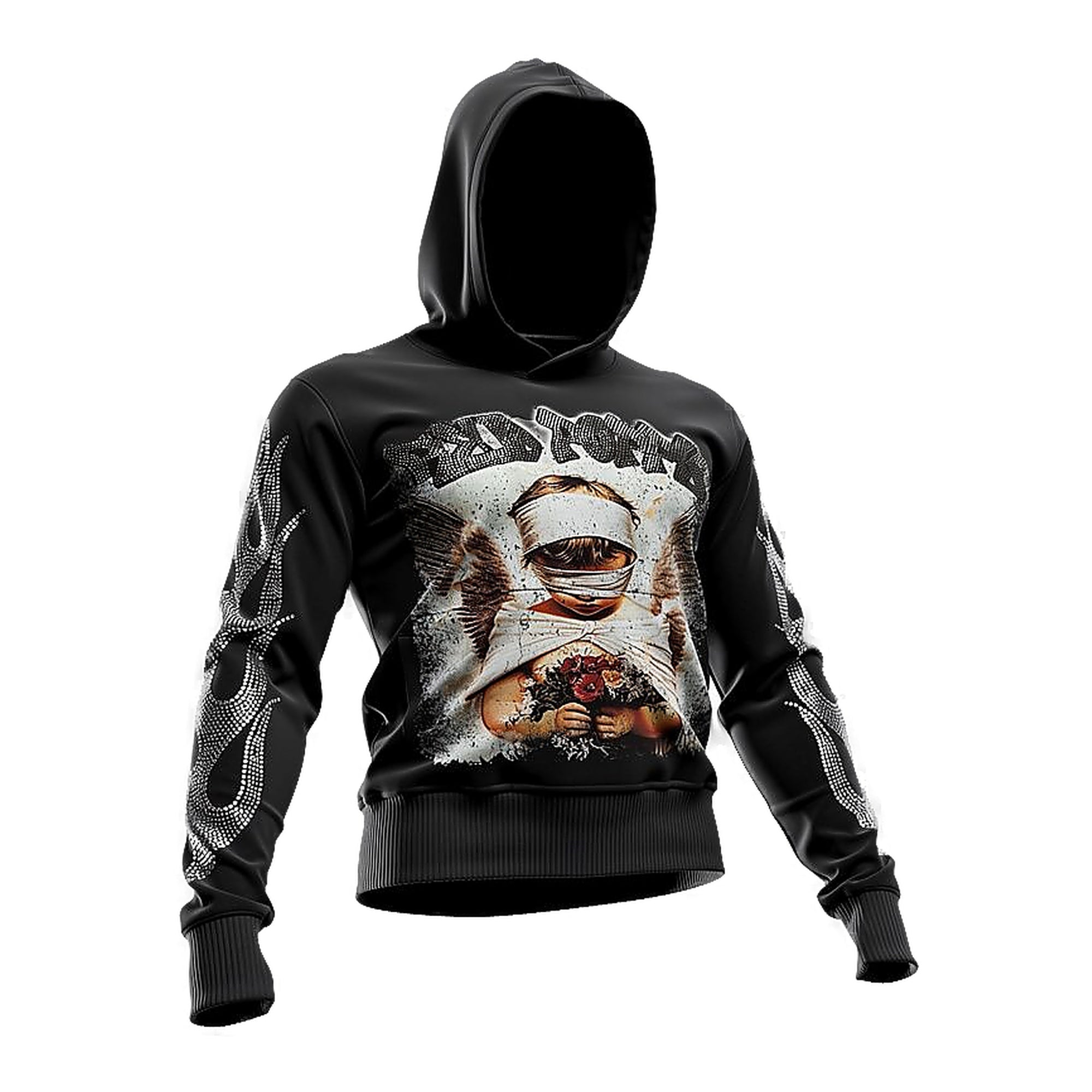 Red Poppy Men's Black Hoodie