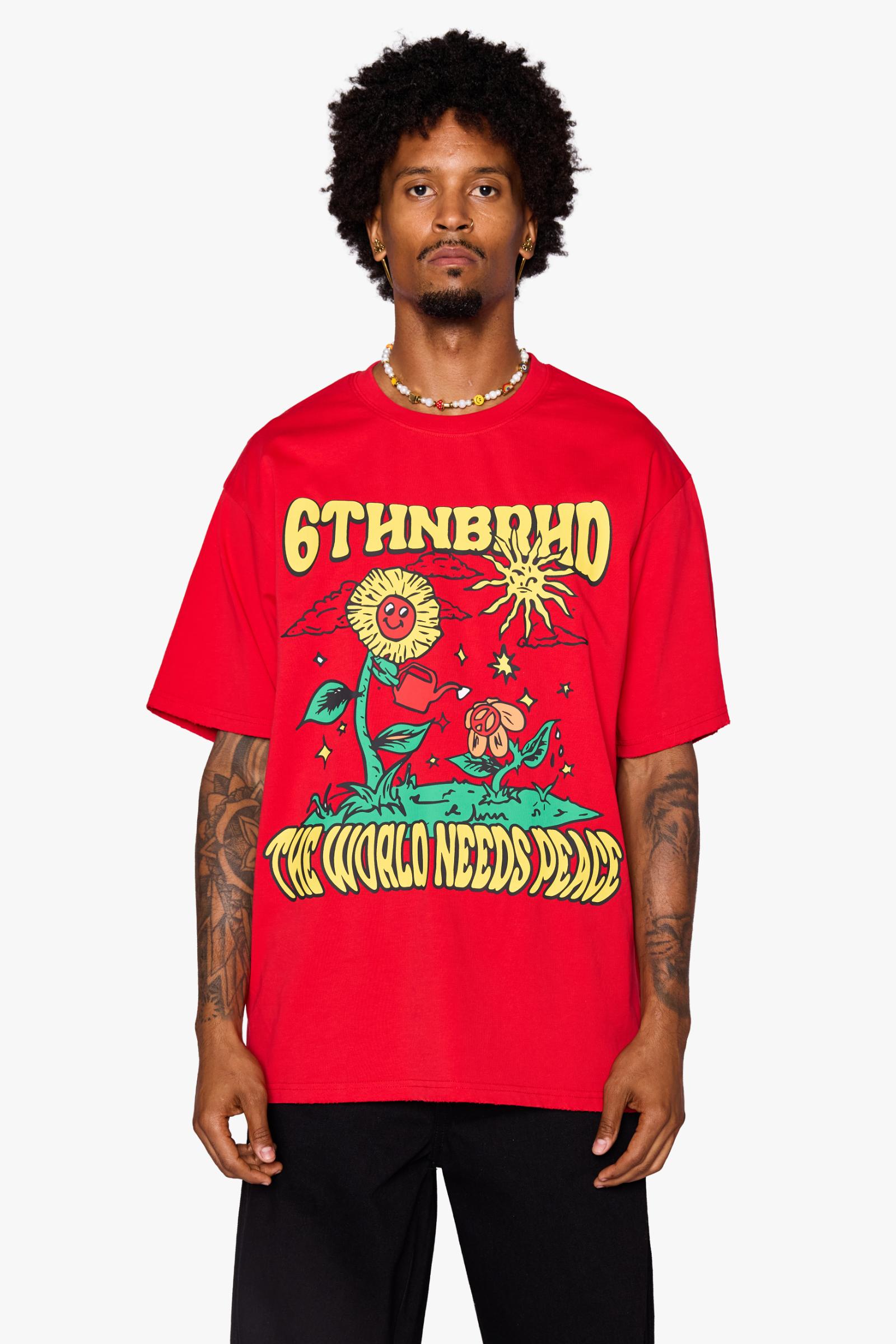 6Th Nbrhd Need Peace Men's T-Shirt - Red