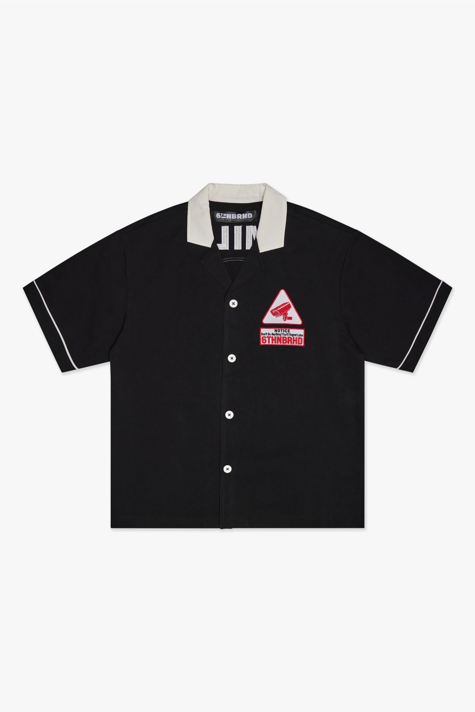 6Th Nbrhd Say Cheese Bowling Shirt - Black