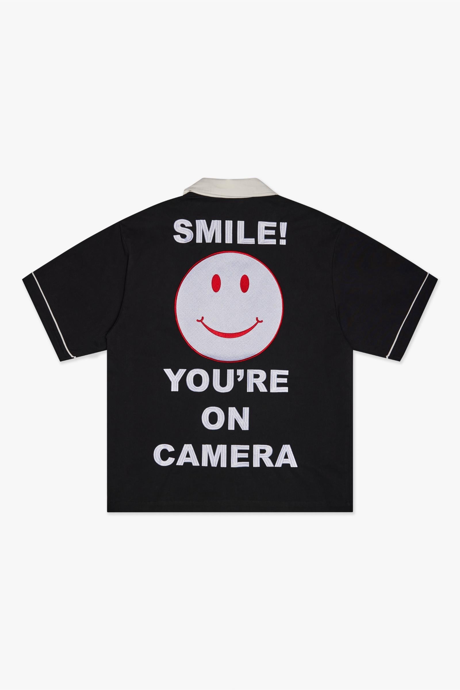 6Th Nbrhd Say Cheese Bowling Shirt - Black