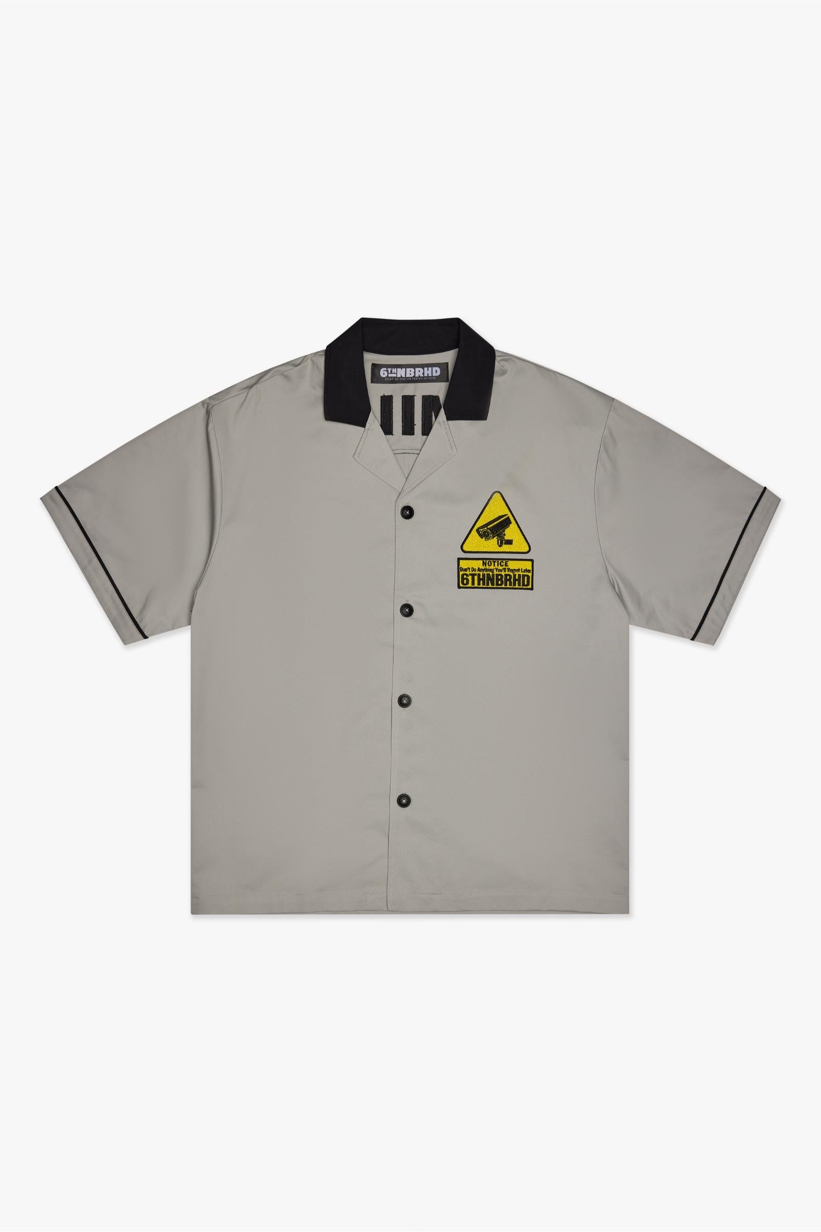 6Th Nbrhd Say Cheese Bowling Shirt - Gray