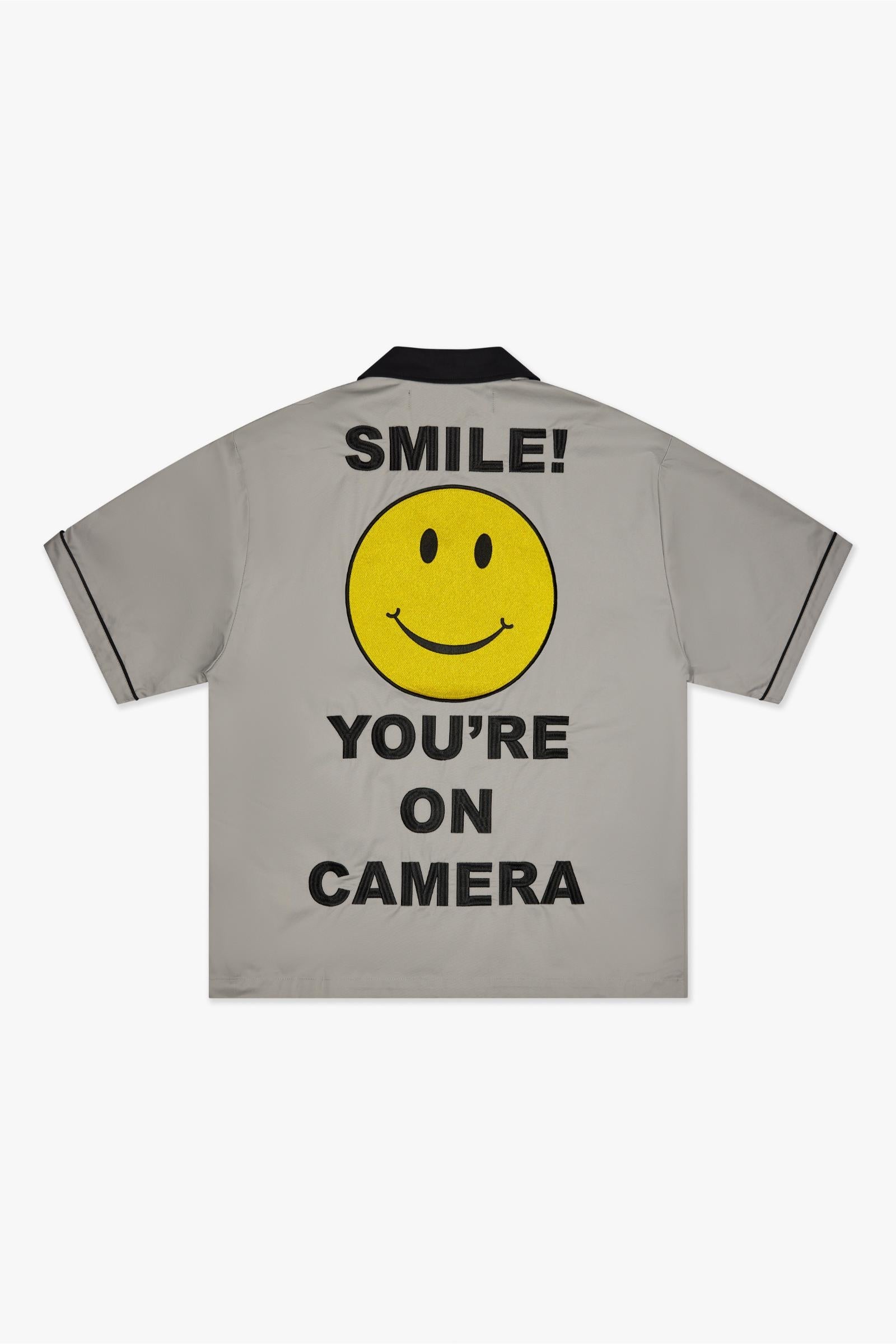 6Th Nbrhd Say Cheese Bowling Shirt - Gray
