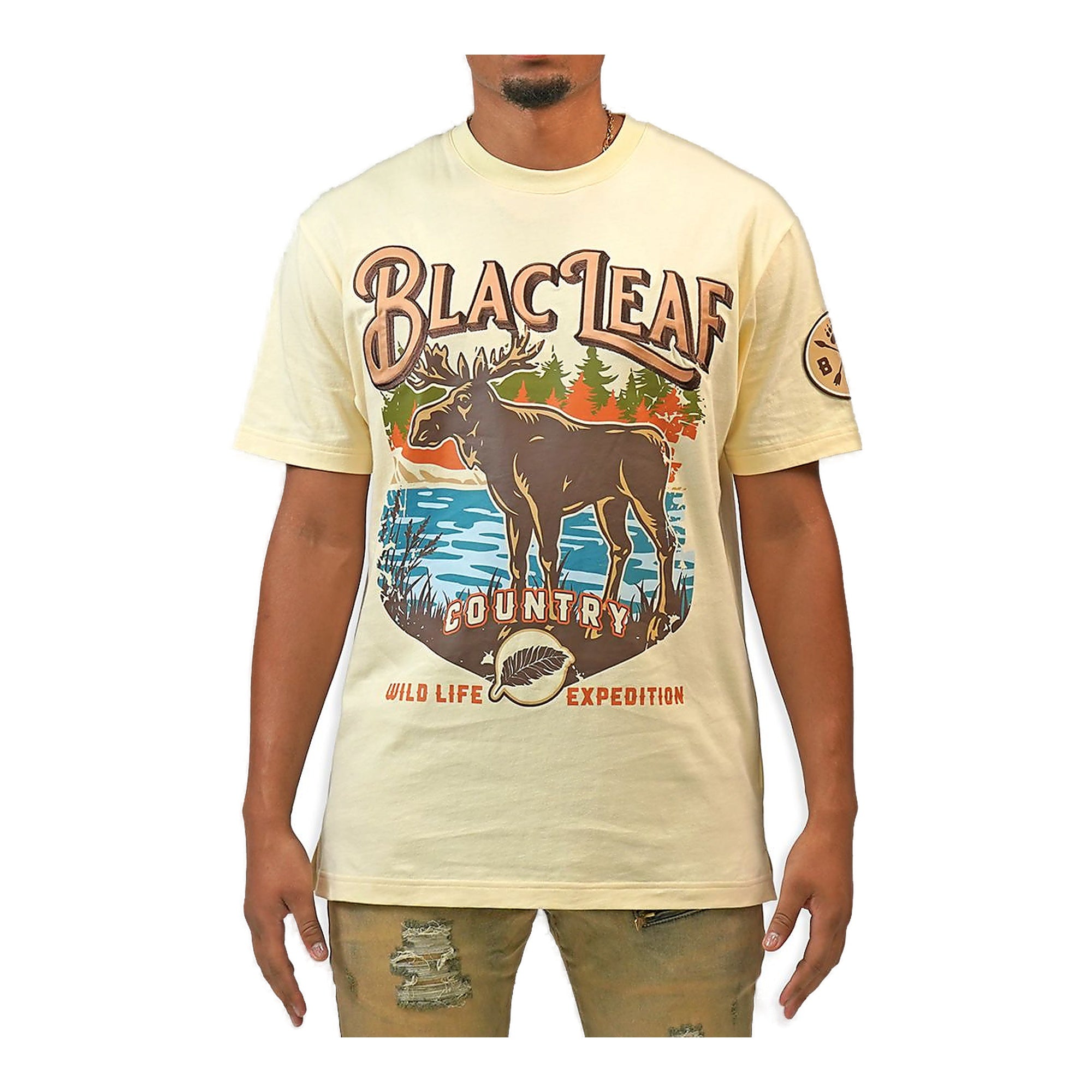 Black Leaf Wildlife Expedition T-Shirt - Beige