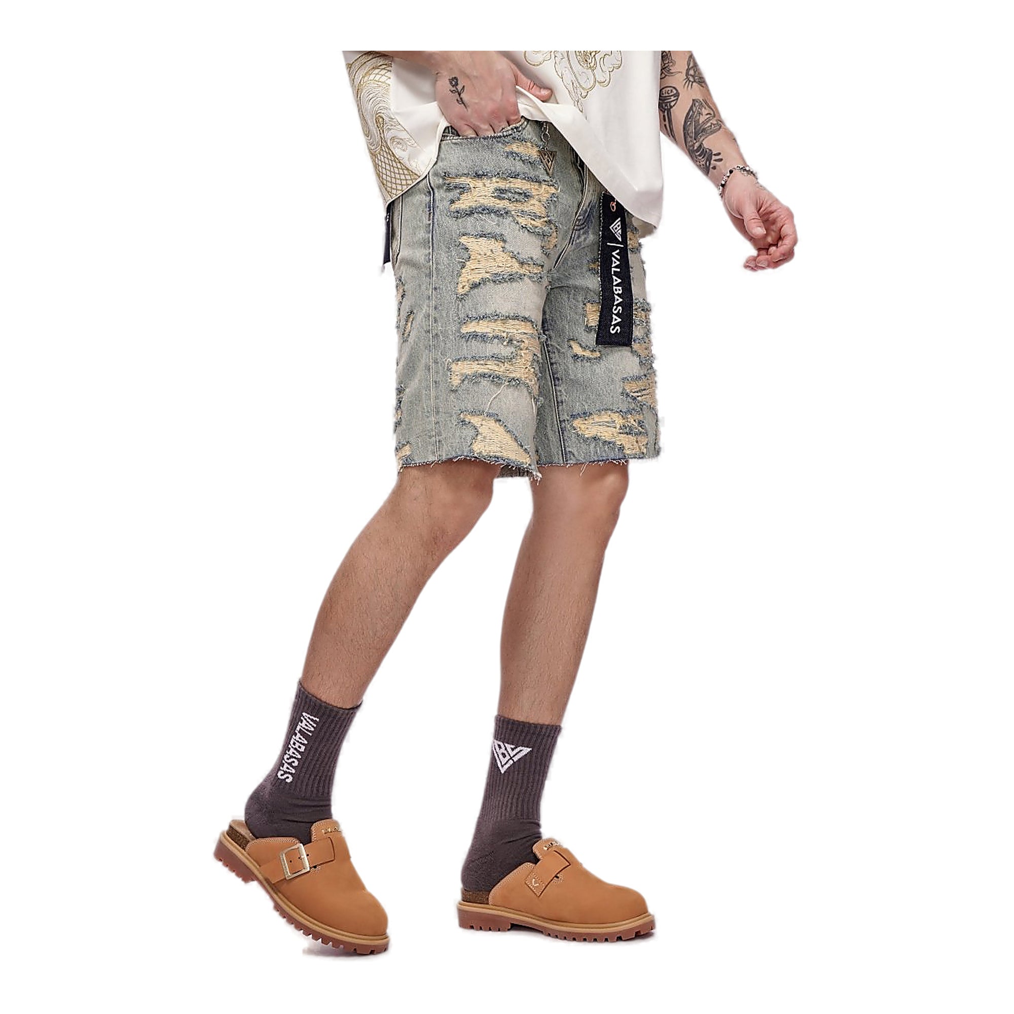 Valabasas Incise Shorts - Distressed