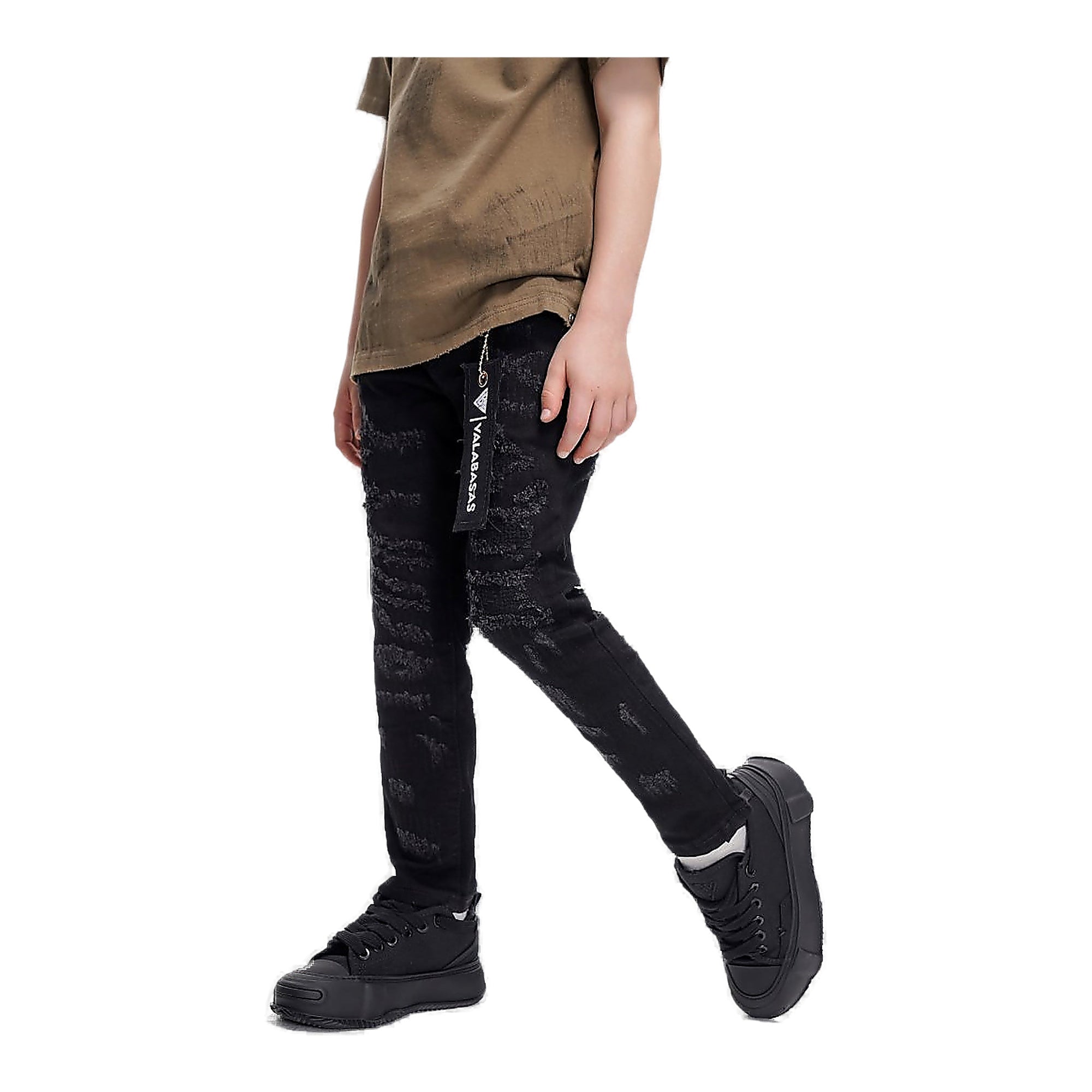 Valabasas Payload Skinny Denim Youth Jeans - Distressed Black