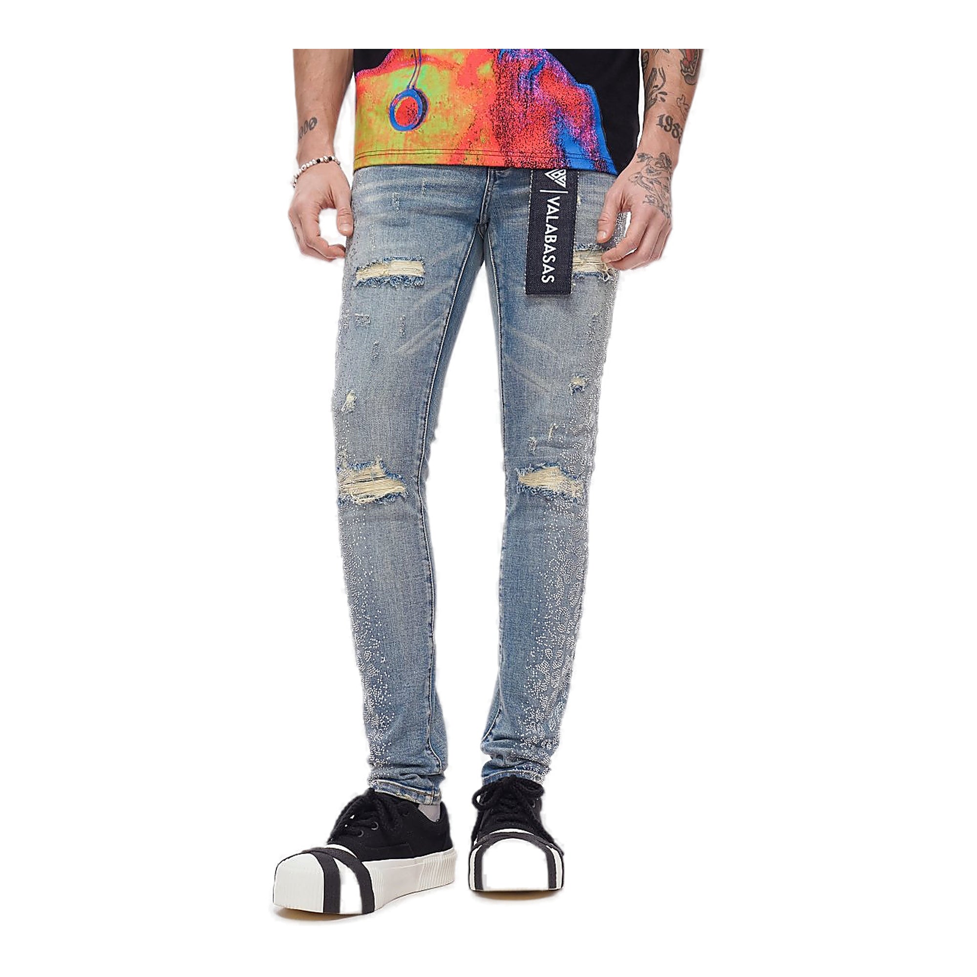 Valabasas Bengal Jeans - Rhinestone Distressed