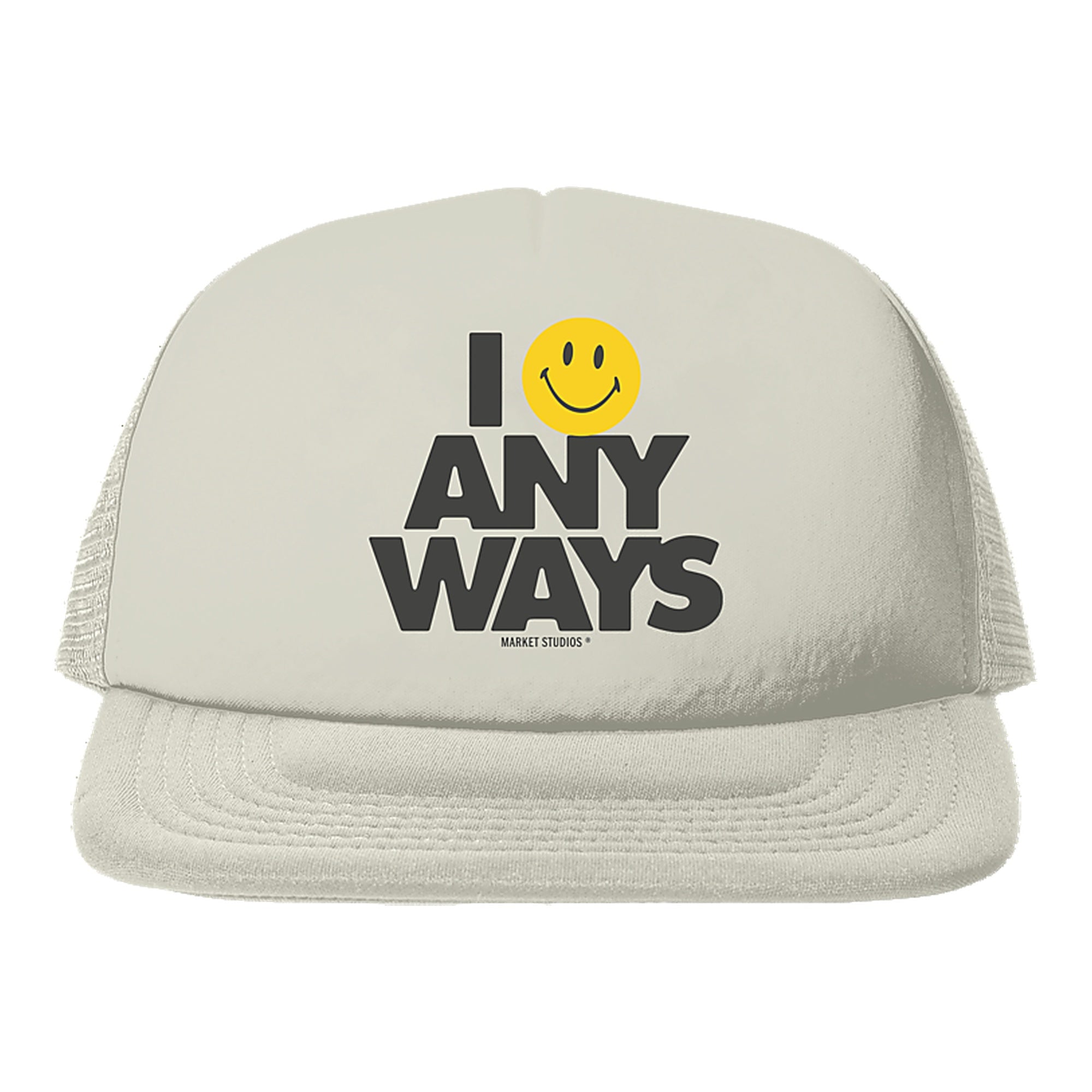 Market Smiley Anyways Hat Trucker Cap - Beige