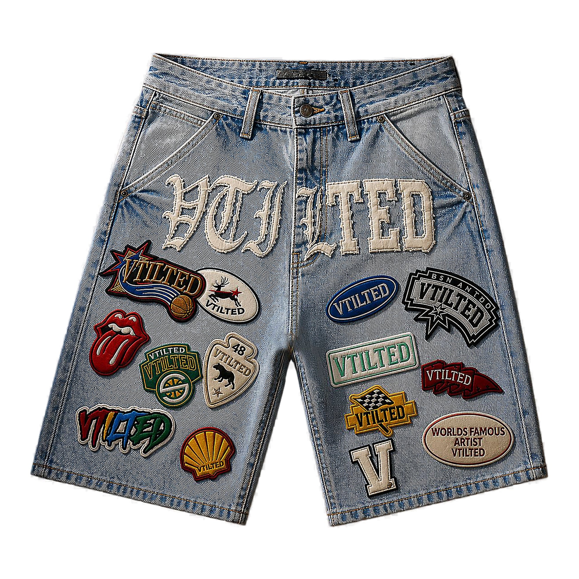 Vtilited Scouts Shorts - Embroidered Ice Blue