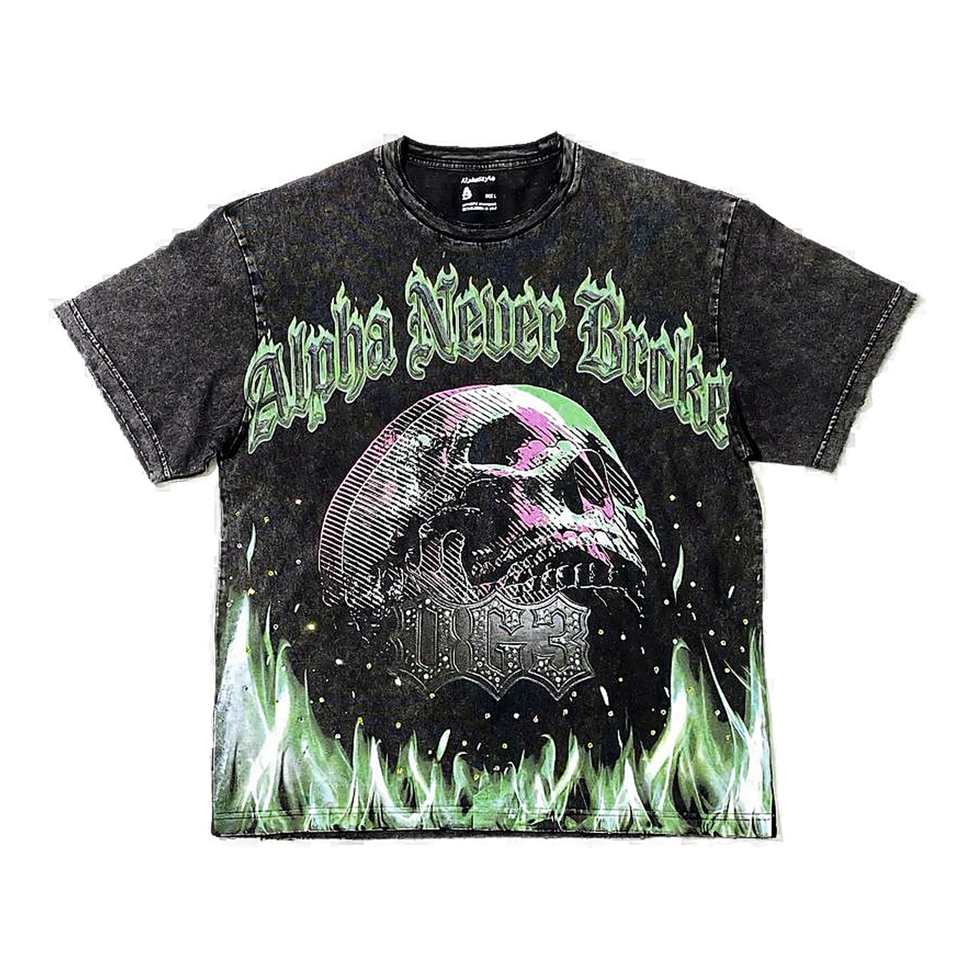 Alpha Style Skull & Fire T-Shirt - Graphic