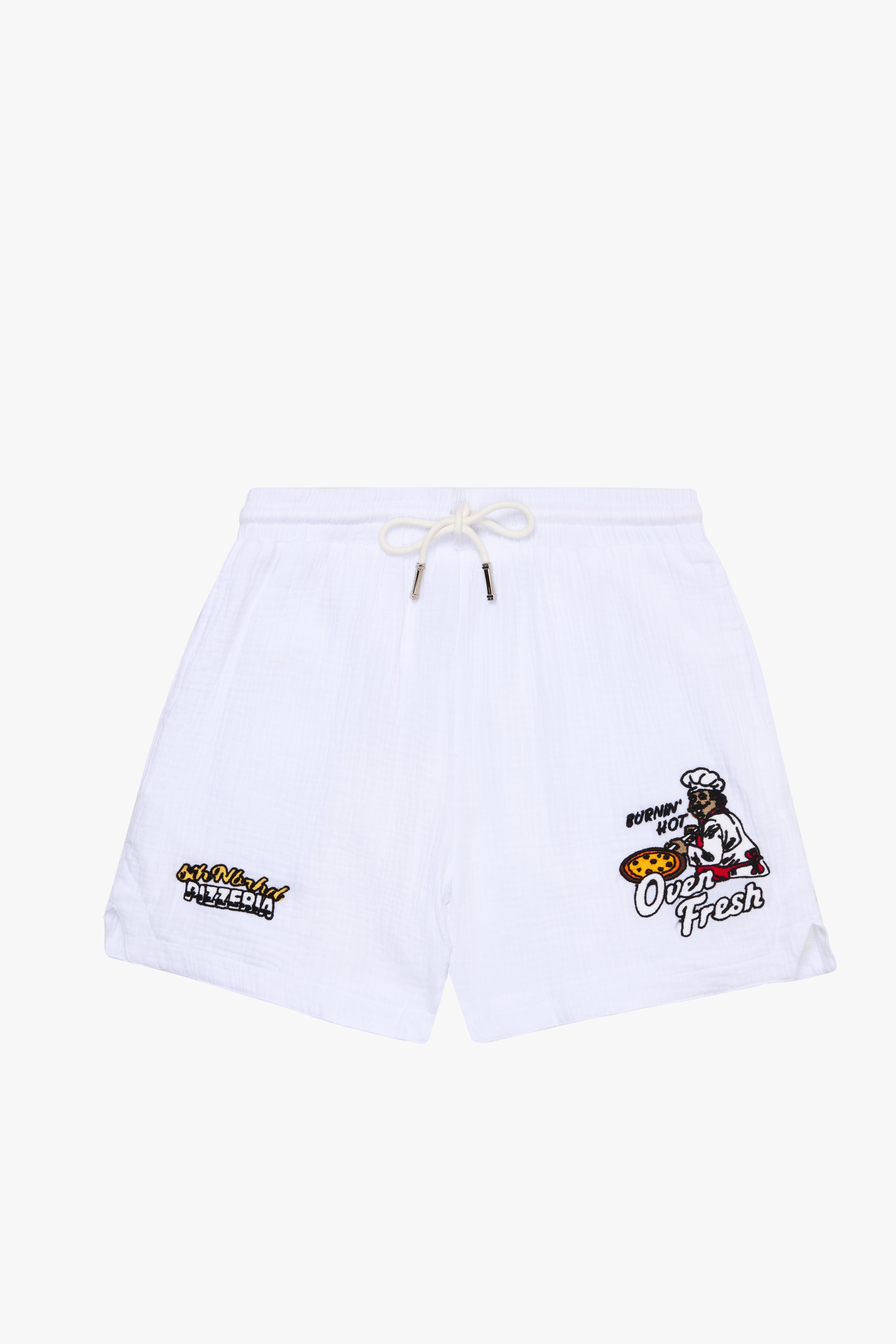 6Th Nbrhd Pizza Men's Shorts - White