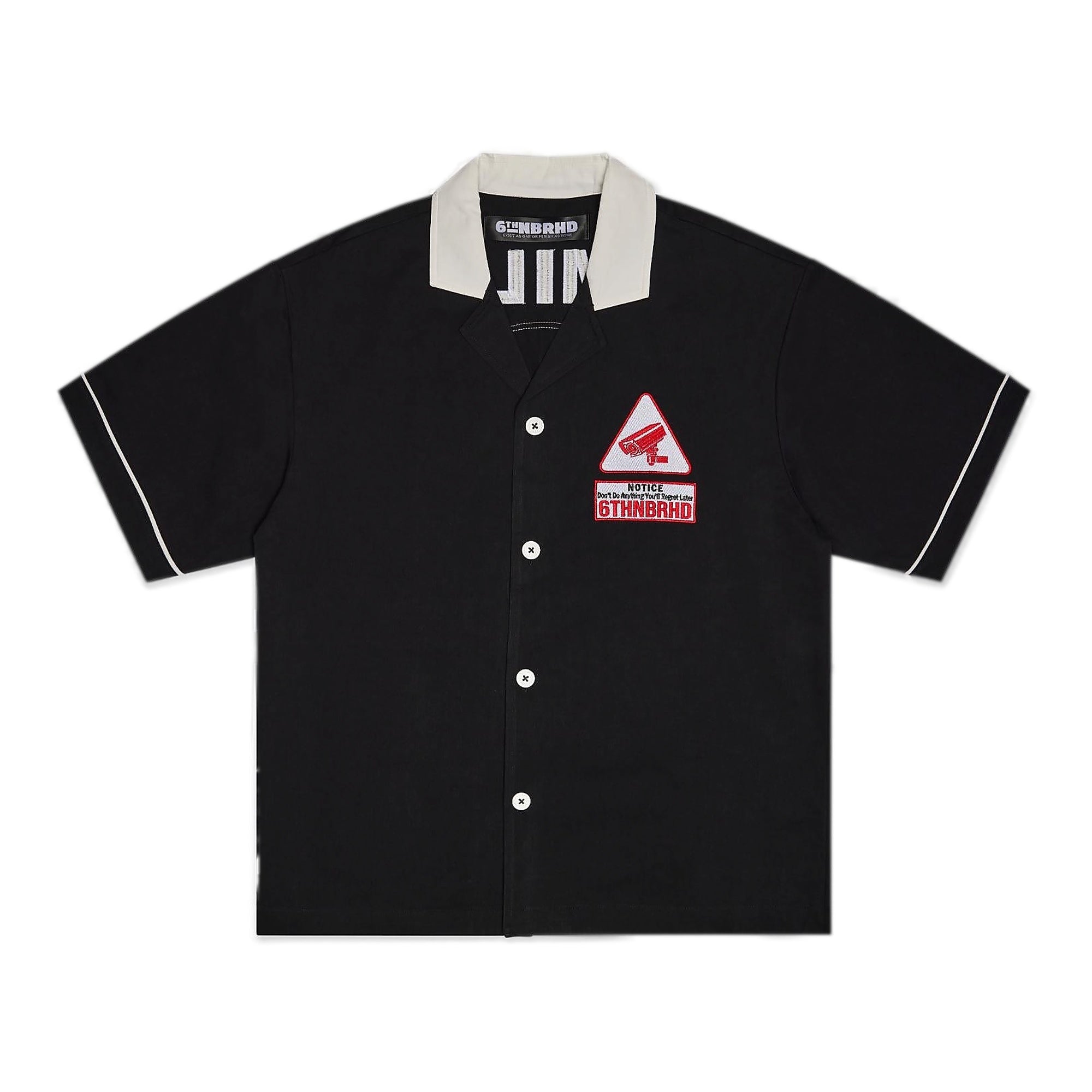 6Th Nbrhd Say Cheese Bowling Shirt - Black