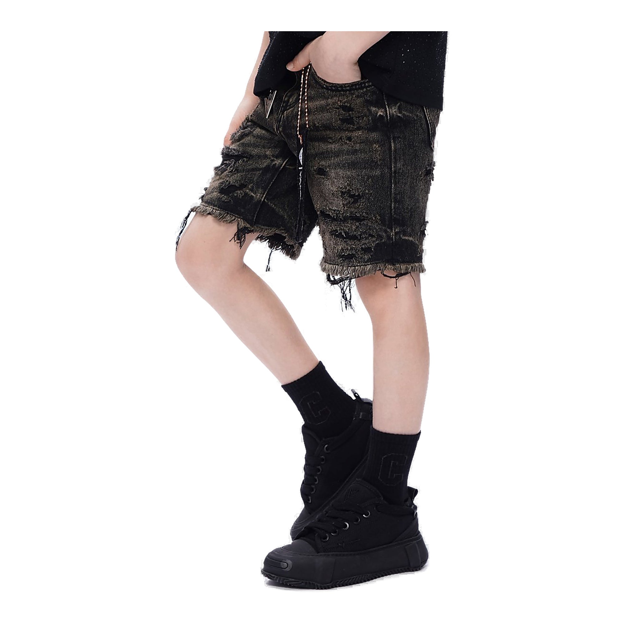 Valabasas Distressed Youth Shorts - Raw Hem