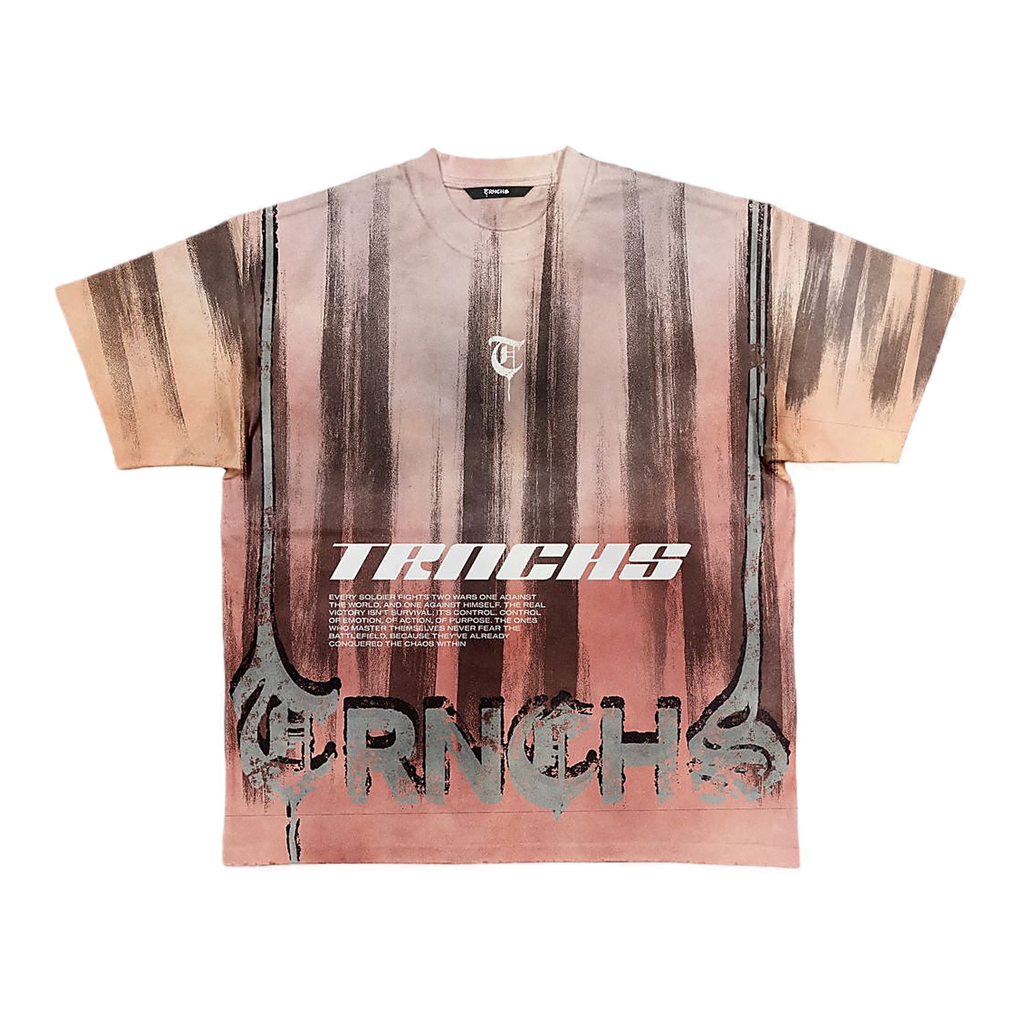 Trnchs Stripe T-Shirt - Oversized Graphic Peach / Grey