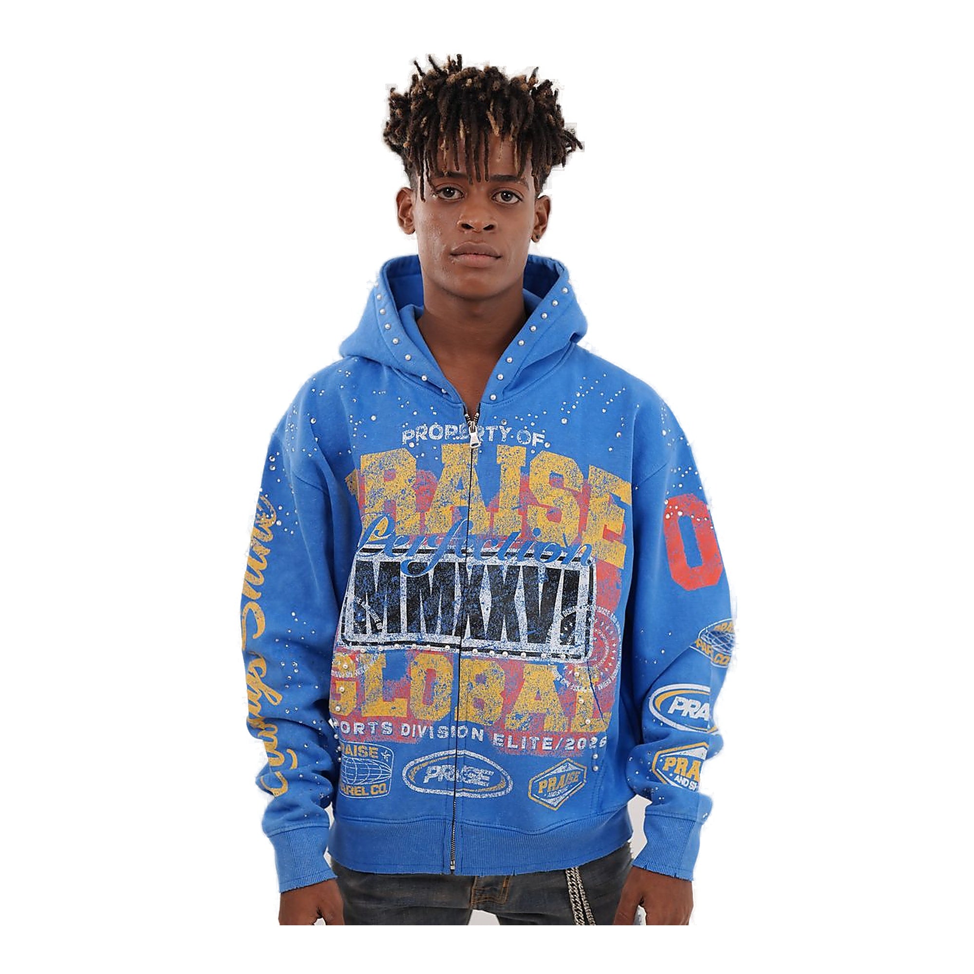 Elite Premium Praise Blue Washed Men's Hoodie - Washed Blue