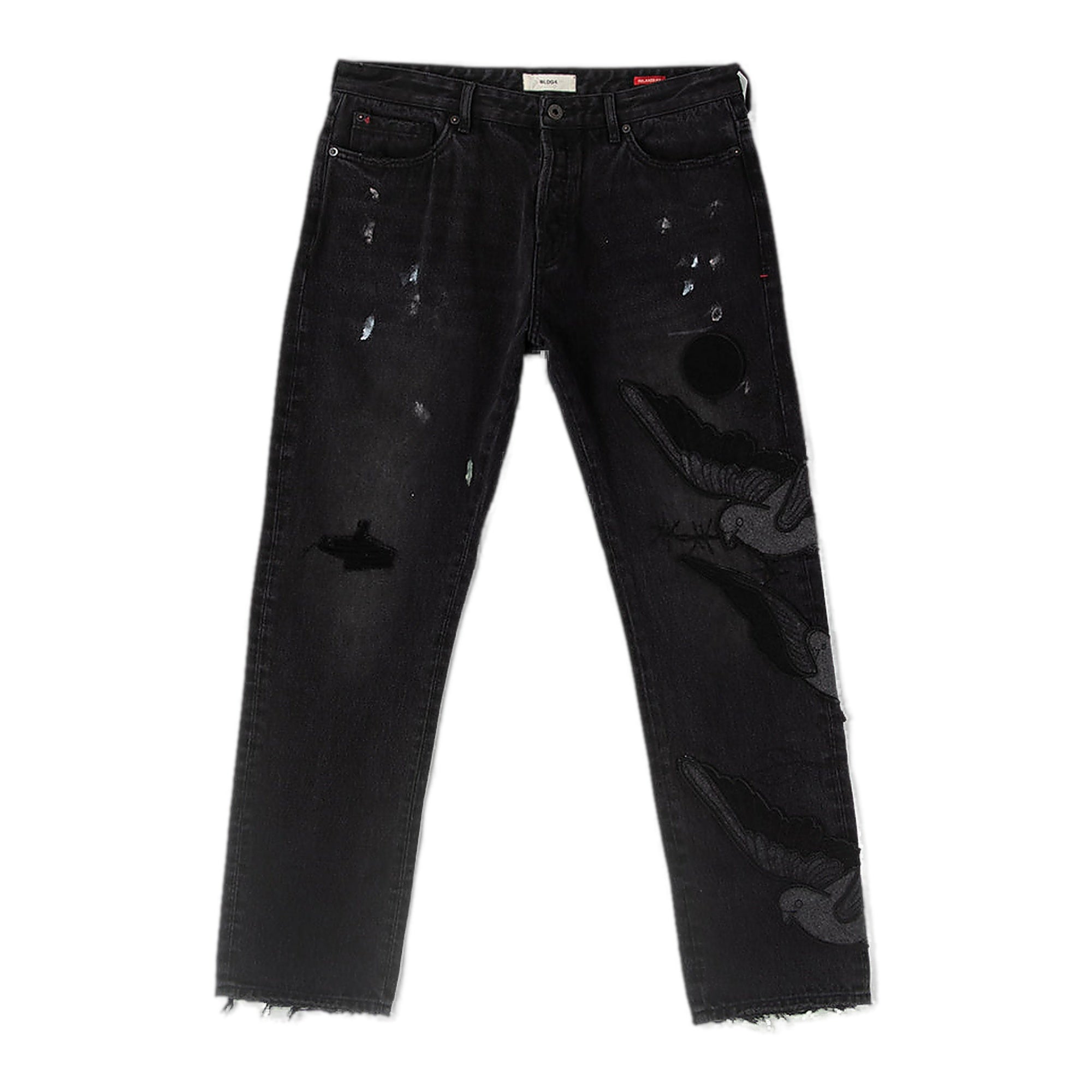 Bldg Burn Black Bird-Embroidered Jeans